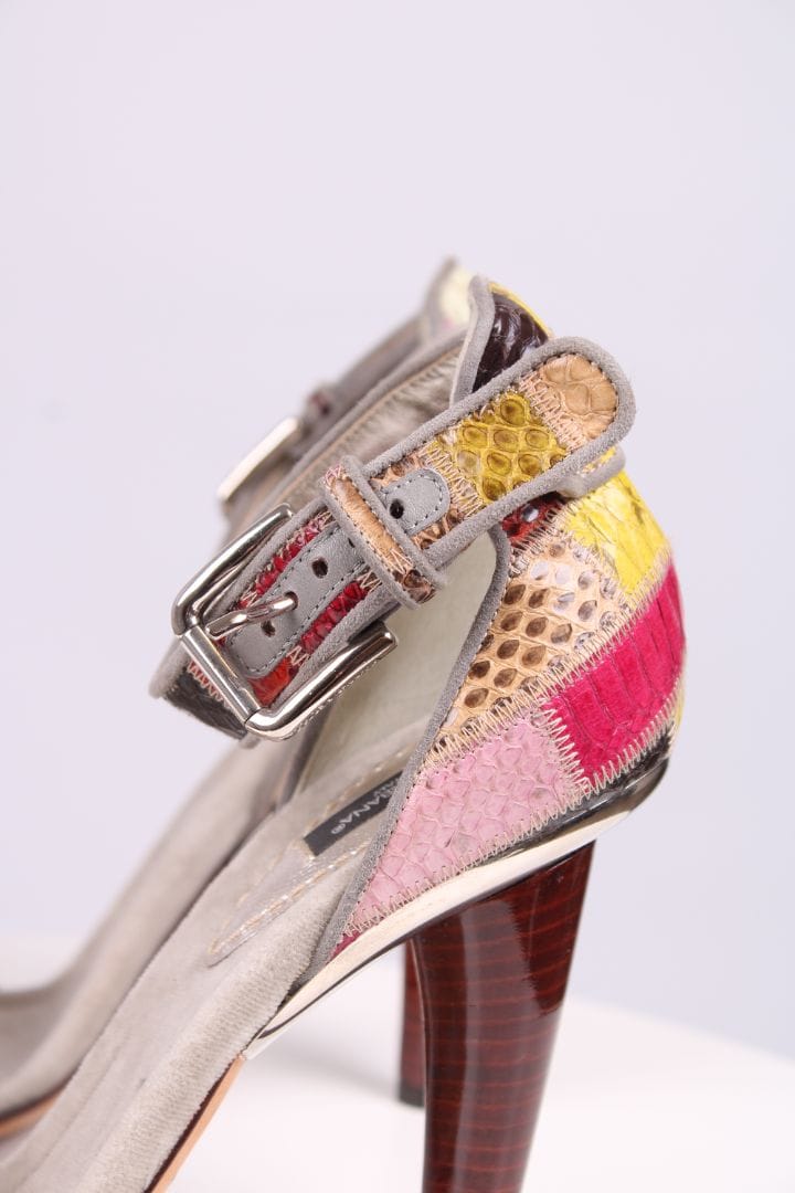 Dolce & Gabbana Dolce & Gabbana Patch work velvet sandal heels Grey/multicoloured 39.5