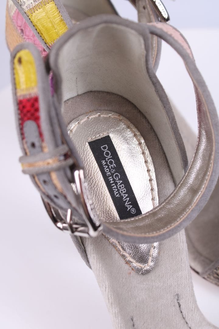 Dolce & Gabbana Dolce & Gabbana Patch work velvet sandal heels Grey/multicoloured 39.5