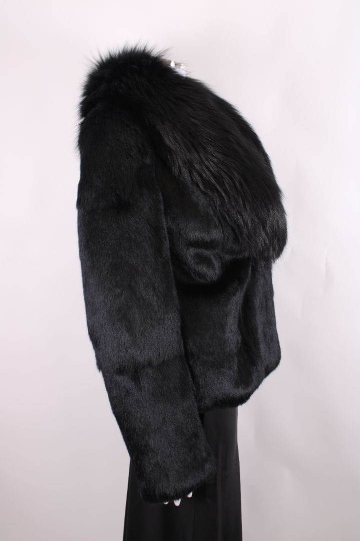 Dolce & Gabbana Dolce & Gabbana Rabbit and fox fur crop jacket Black S