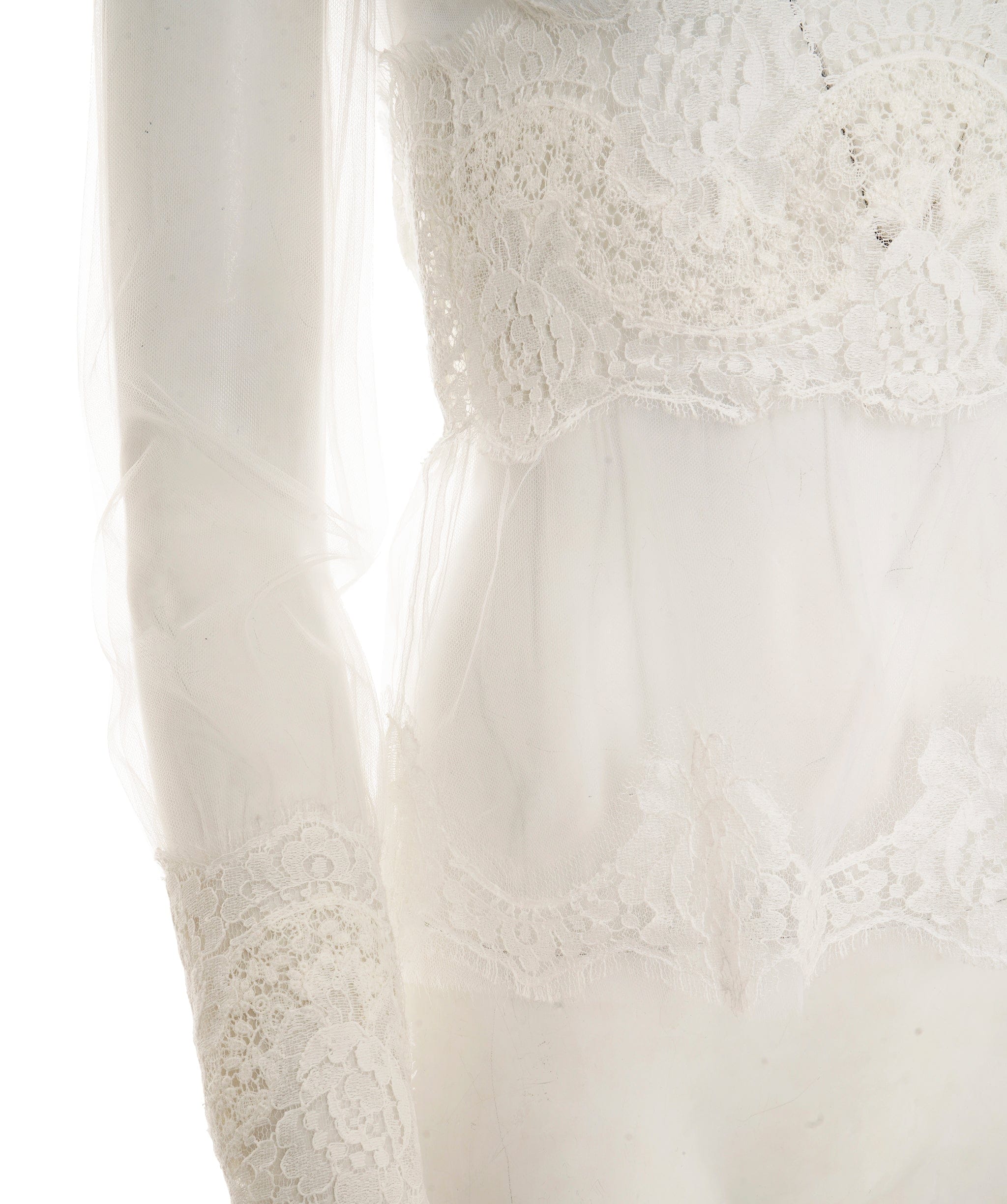 Dolce & Gabbana Blouse Mock Neck Top White Floral Lace