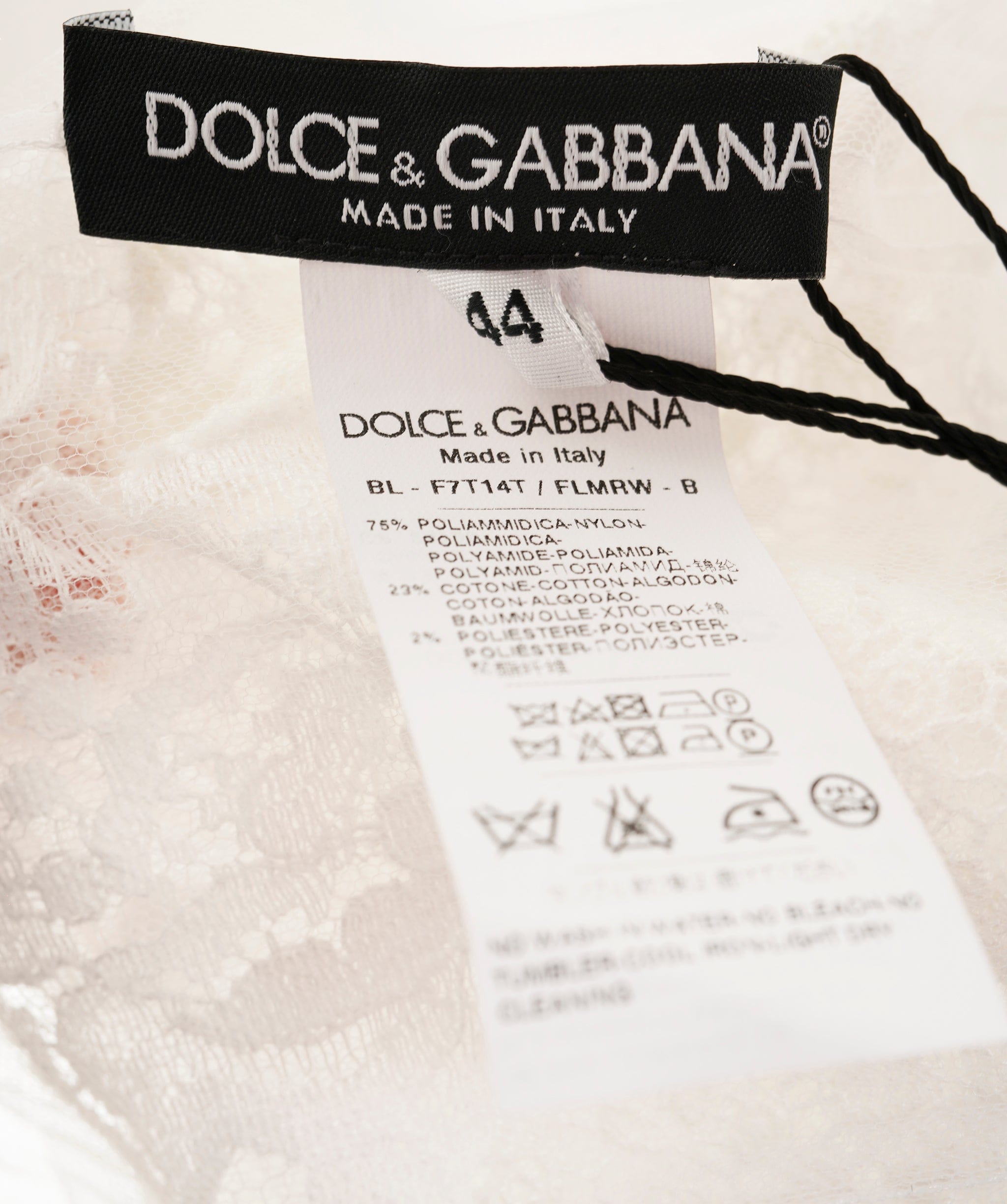 Dolce & Gabbana Blouse Mock Neck Top White Floral Lace