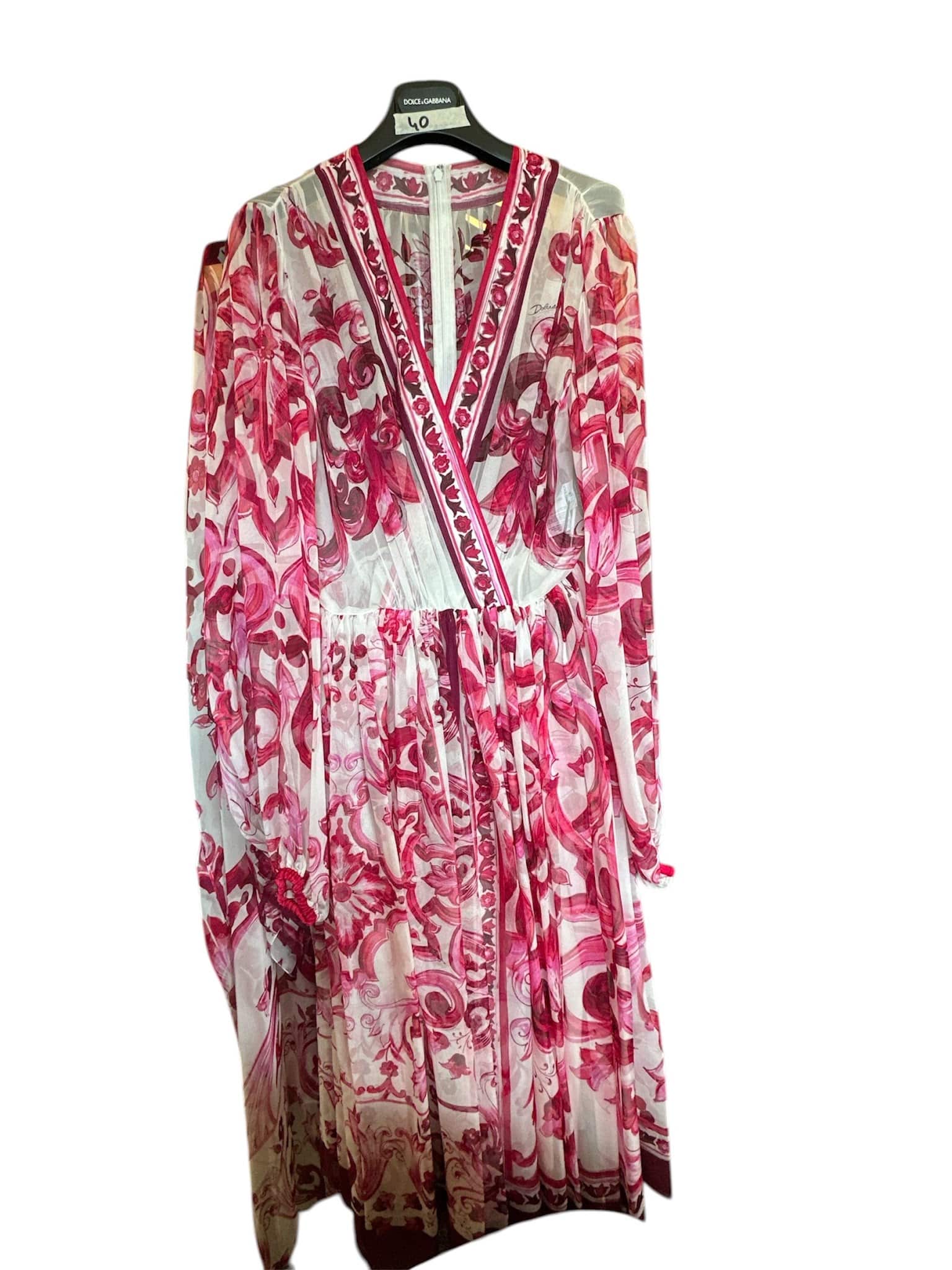 Dolce & Gabbana Dolce & Gabbana Dress Long sleeves Pink Majolica Print 100%Silk DG4200B