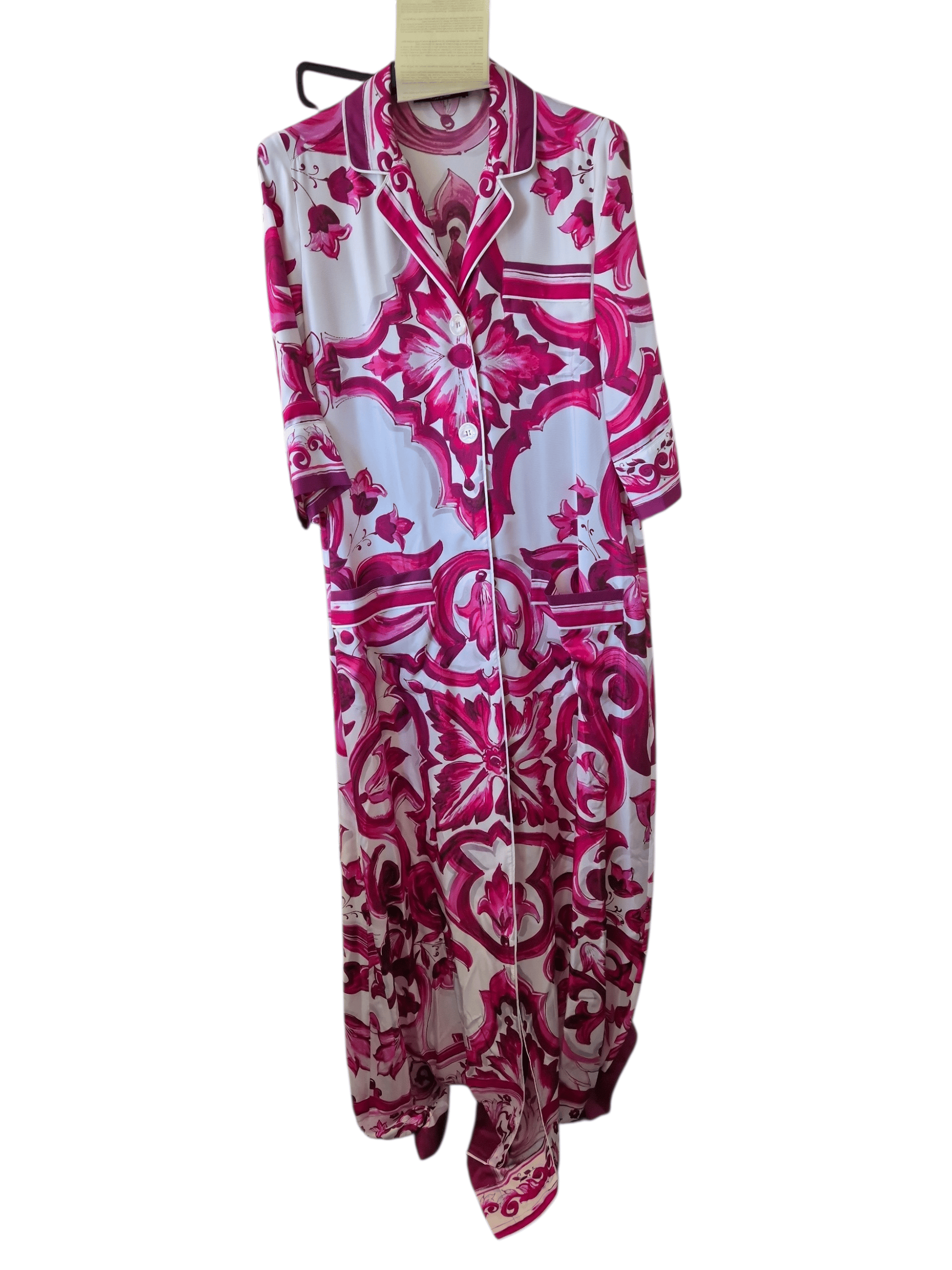Dolce & Gabbana Dolce & Gabbana Dress Short Sleeve Pink Majolica Print DG4163B