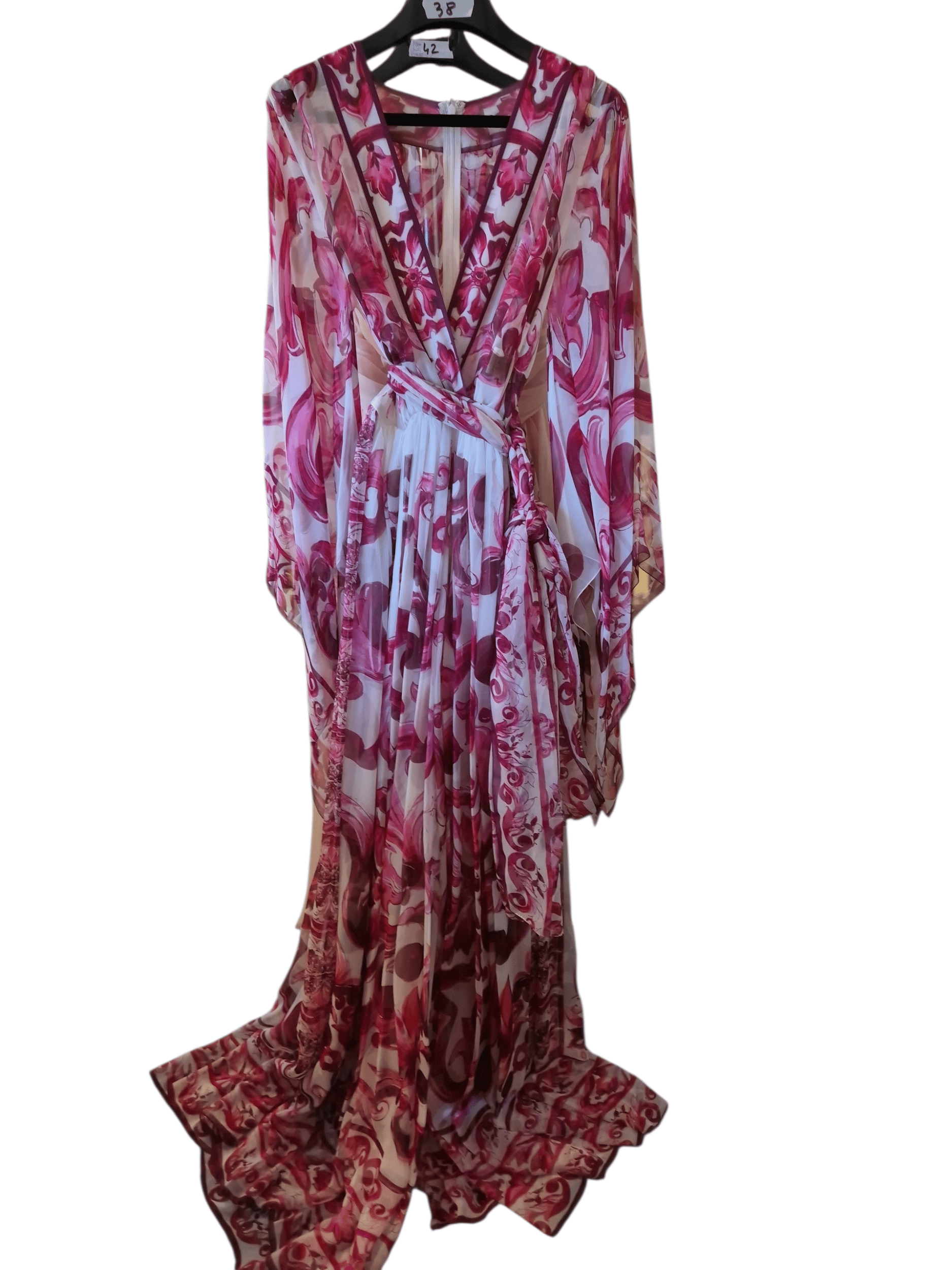 Dolce & Gabbana Dolce & Gabbana Jumpsuit Long Sleeve Pink Majolica Print 100%Silk DG4161B