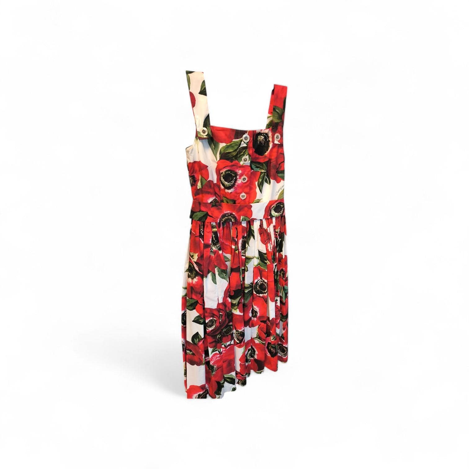 Dolce & Gabbana Dolce & Gabbana Red & White Floral Strappy A Line dress DG4134B