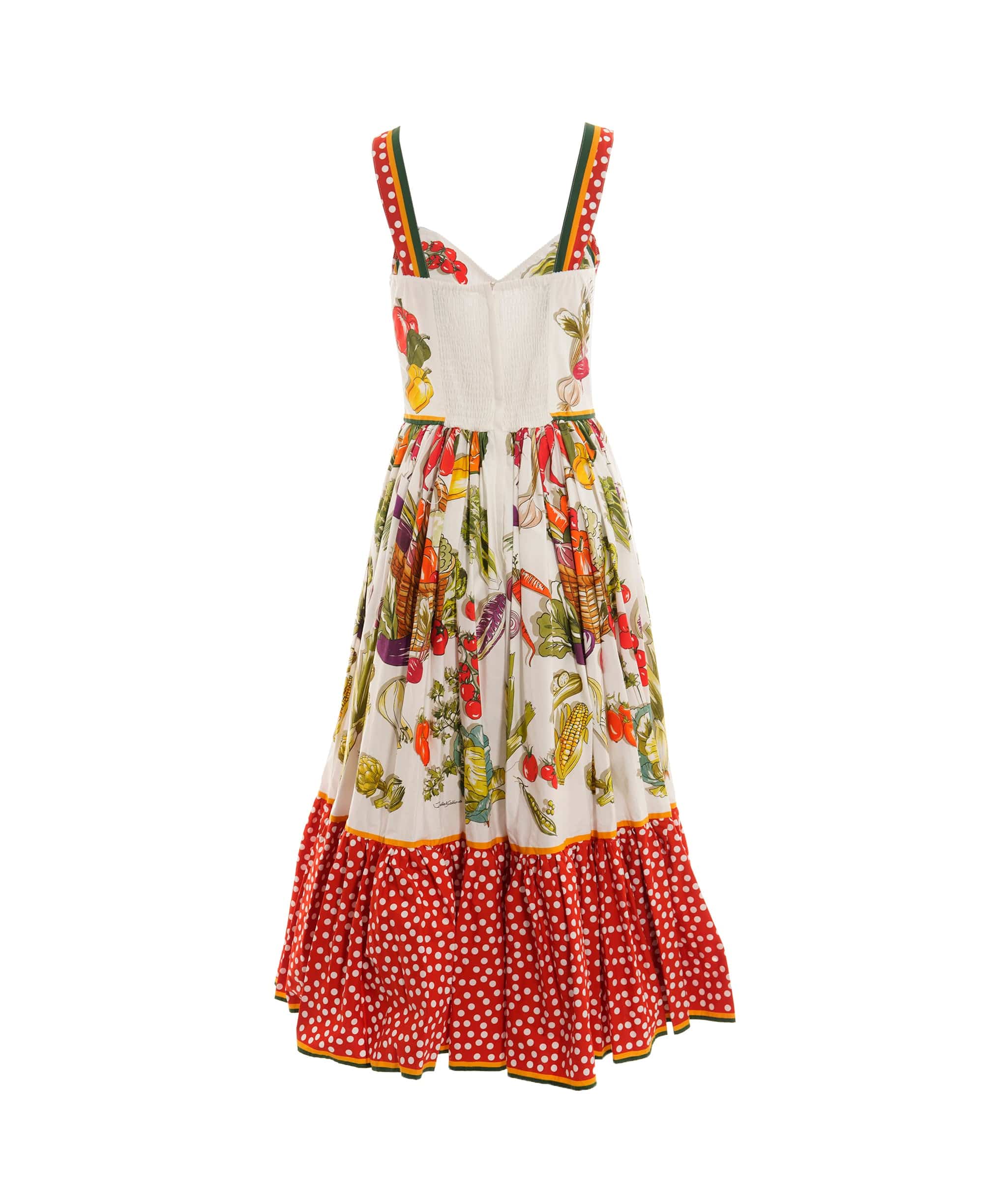 Dolce & Gabbana Dress Long Multicolor vegetables dots size 42   4127b