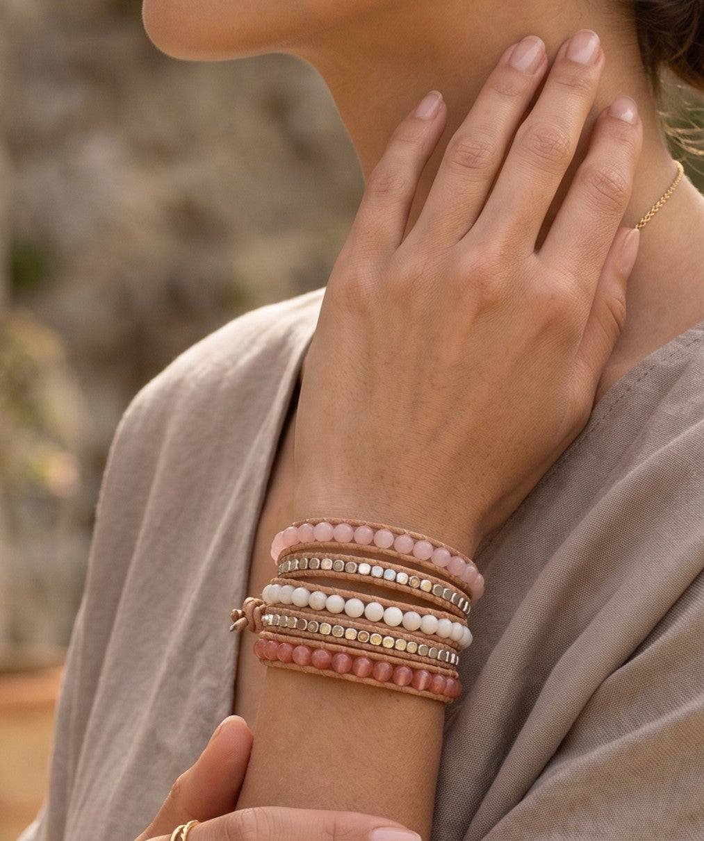 Moonstone rose quartz Bracelet DXBS6637