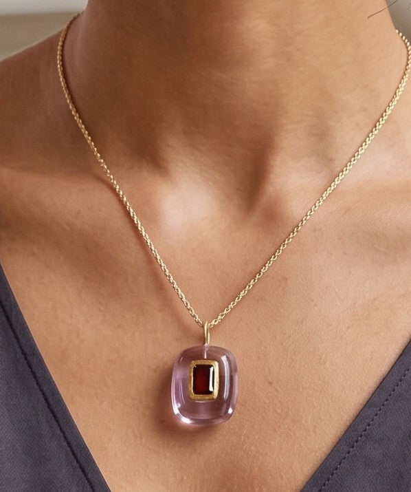 24k gold purple moon stone with purple tourmaline  DXBV0563