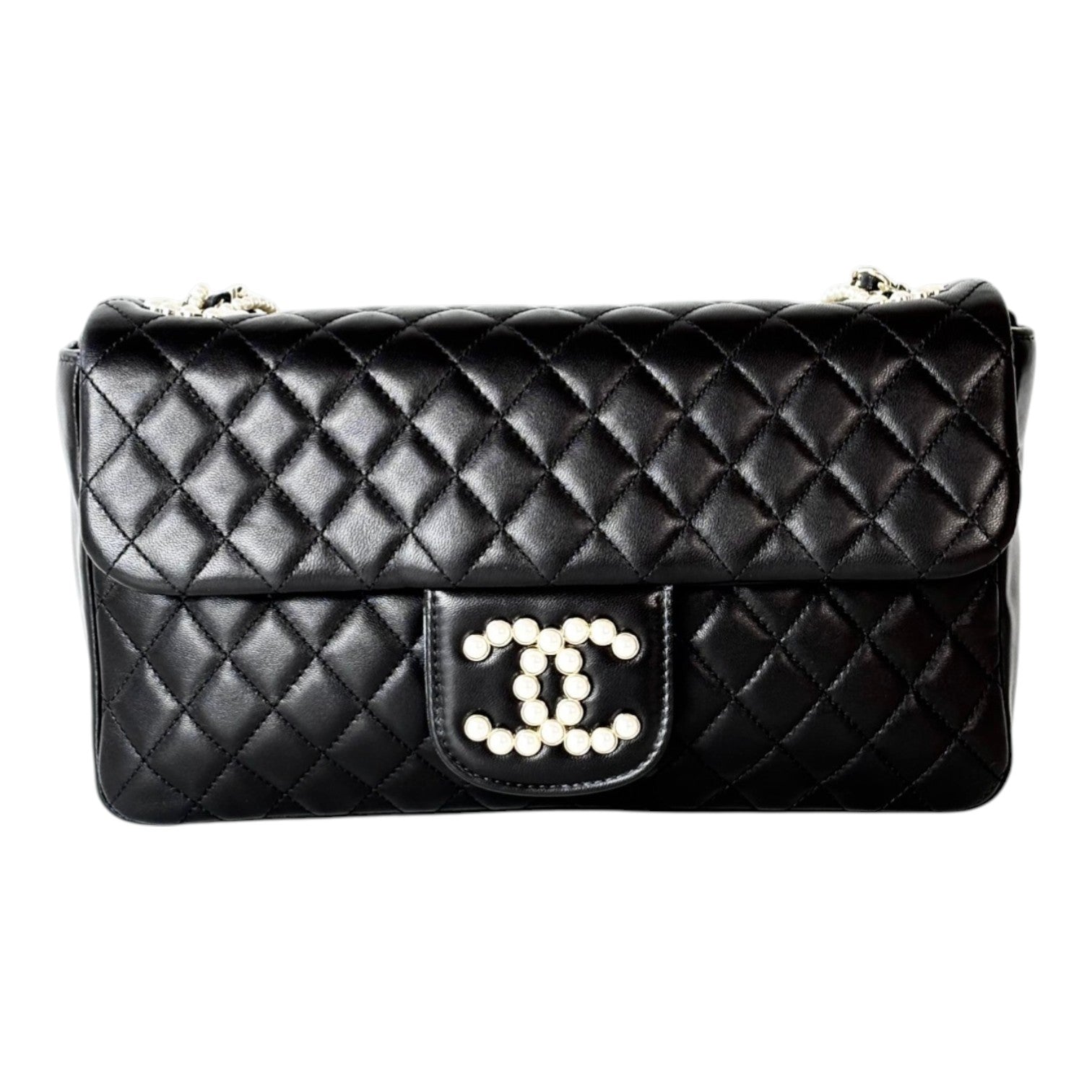 Chanel Black Lambskin Westminster Pearl Flag Bag