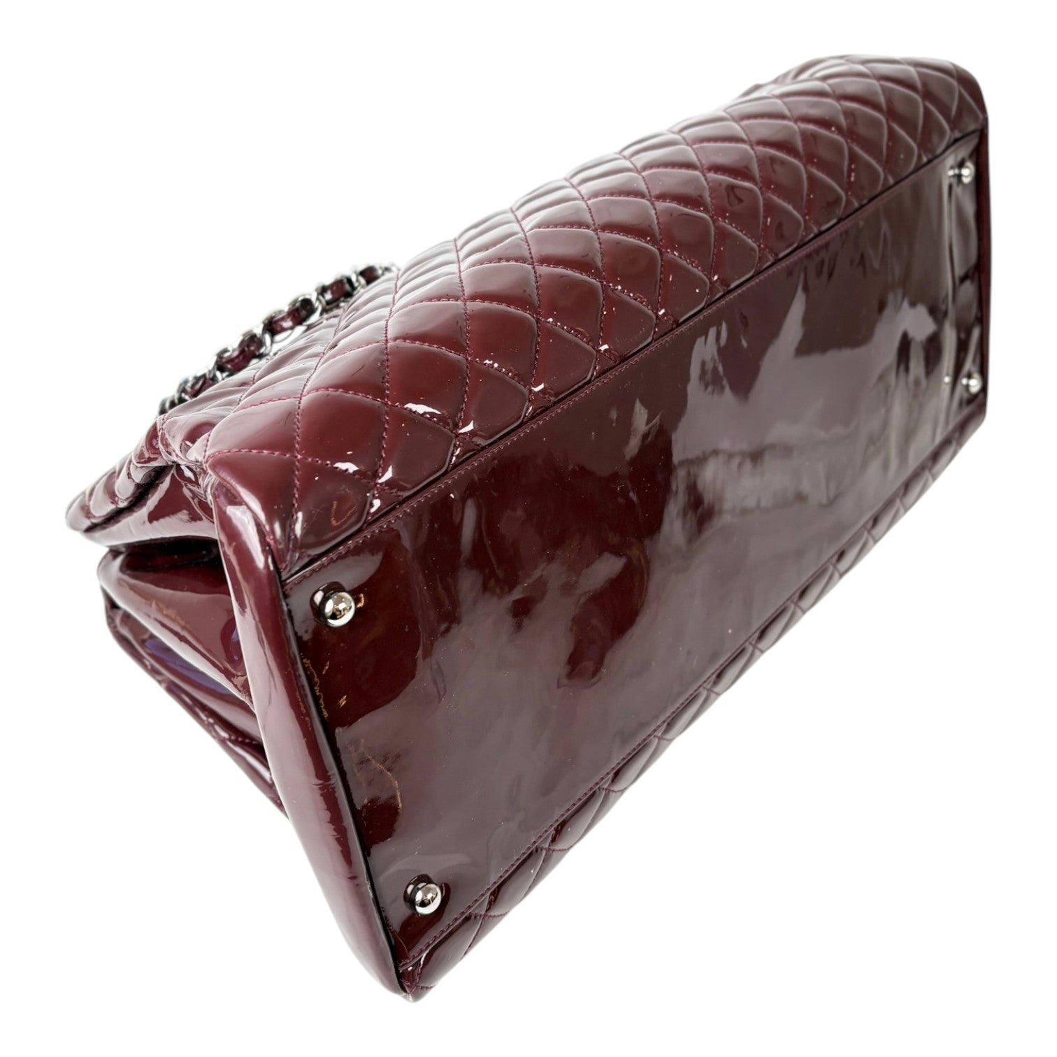 Chanel Patent Burgundy Mademoiselle Bowling Bag