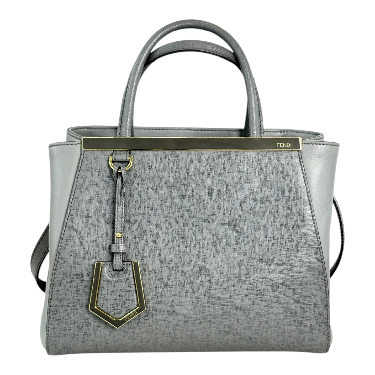 Fendi Petite 2Jours Vitello Elite Tote Grey Bag