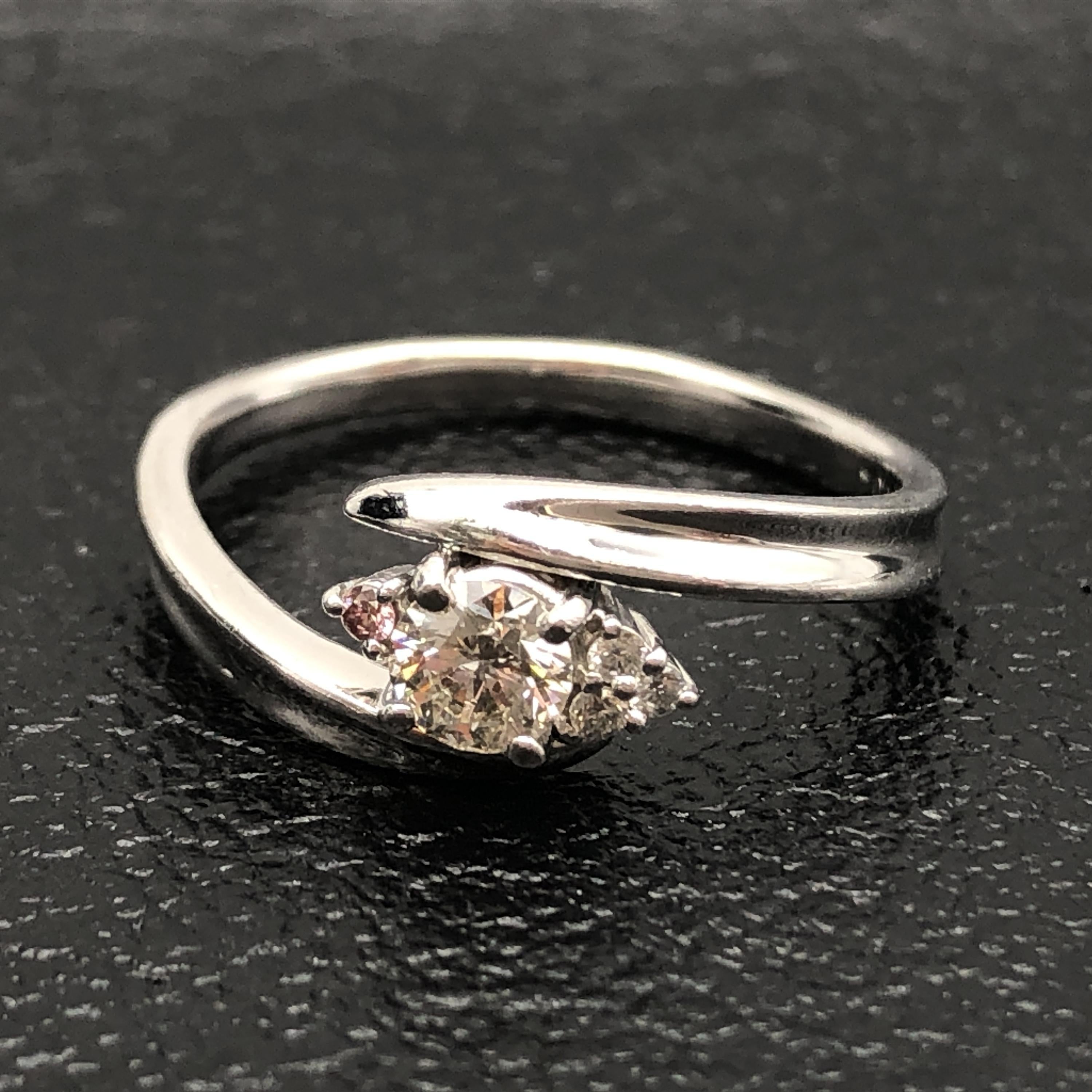 Custom Jewelry Diamond & Pink Diamond Ring, D(0.351ct/0.04ct), PD(0.015ct), PT900, 5.4g, US Size 8.5 C297491