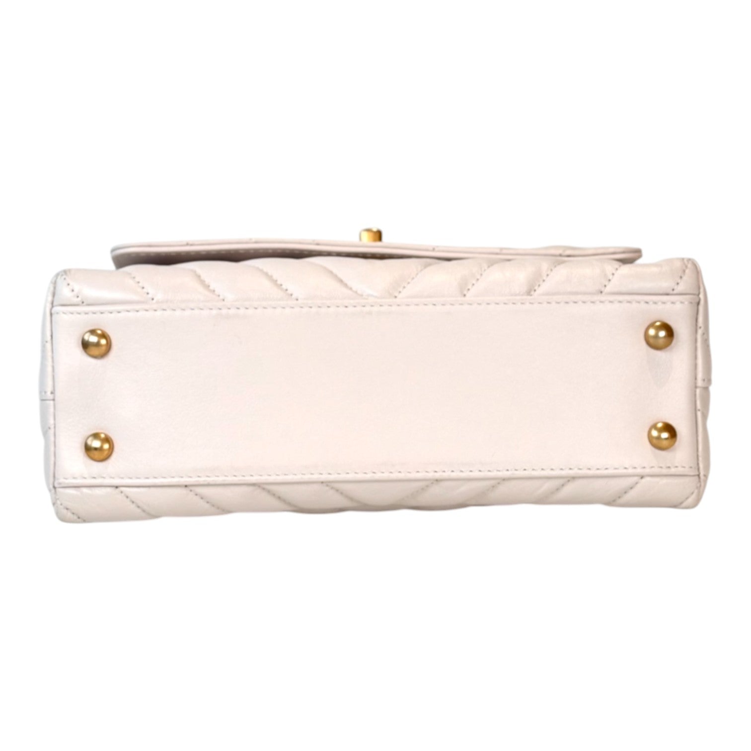 Chanel Cream Chevron Top Handle with GHW in Calfkin