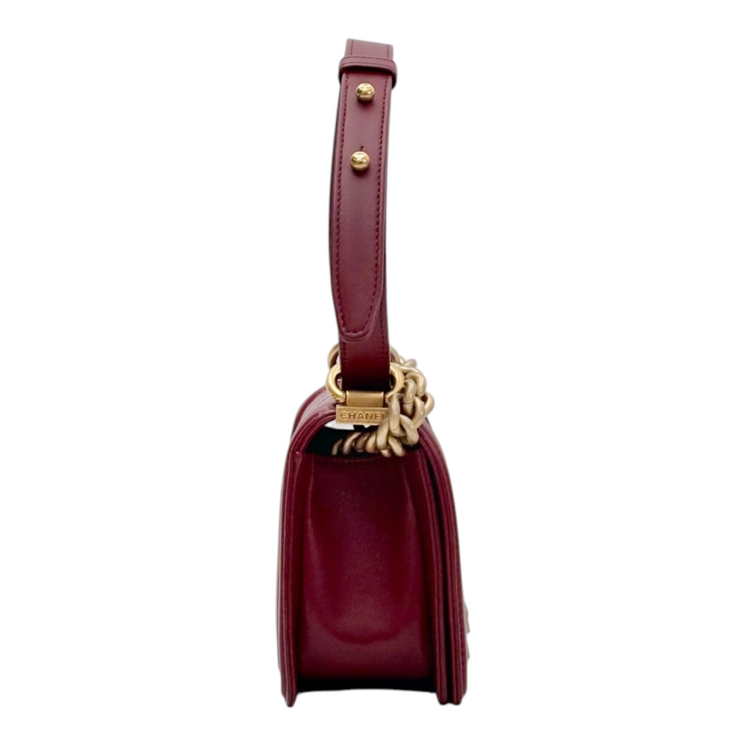 Chanel Small LeBoy in Burgundy Lambskin with Gold hardware