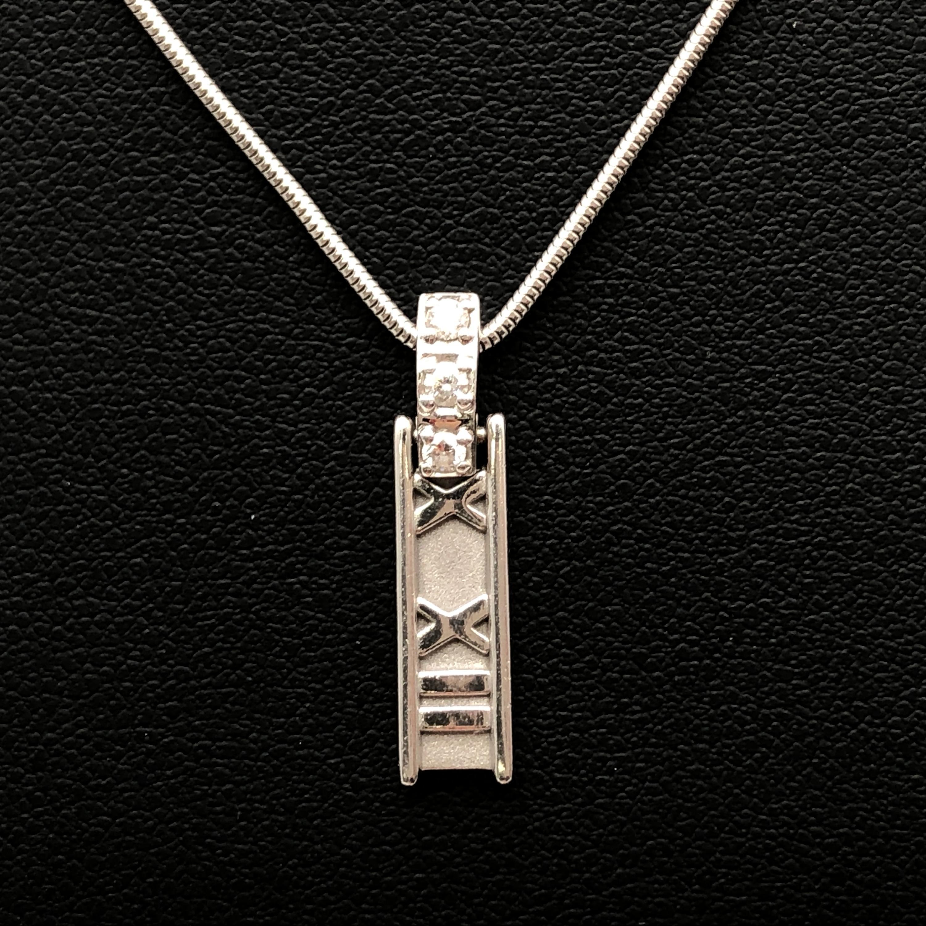 Tiffany & Co. Atlas 3P Diamond Necklace, K18WG, 7.3g, 16inch C387688