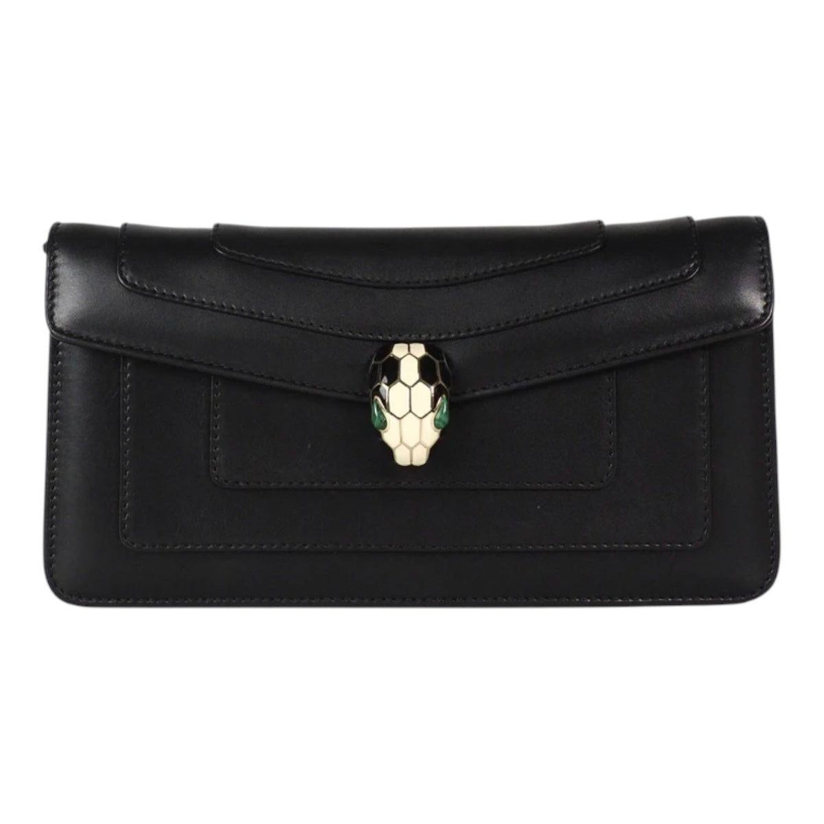 Bvlgari Black Serpenti Clutch with Chain Bag - Full Set