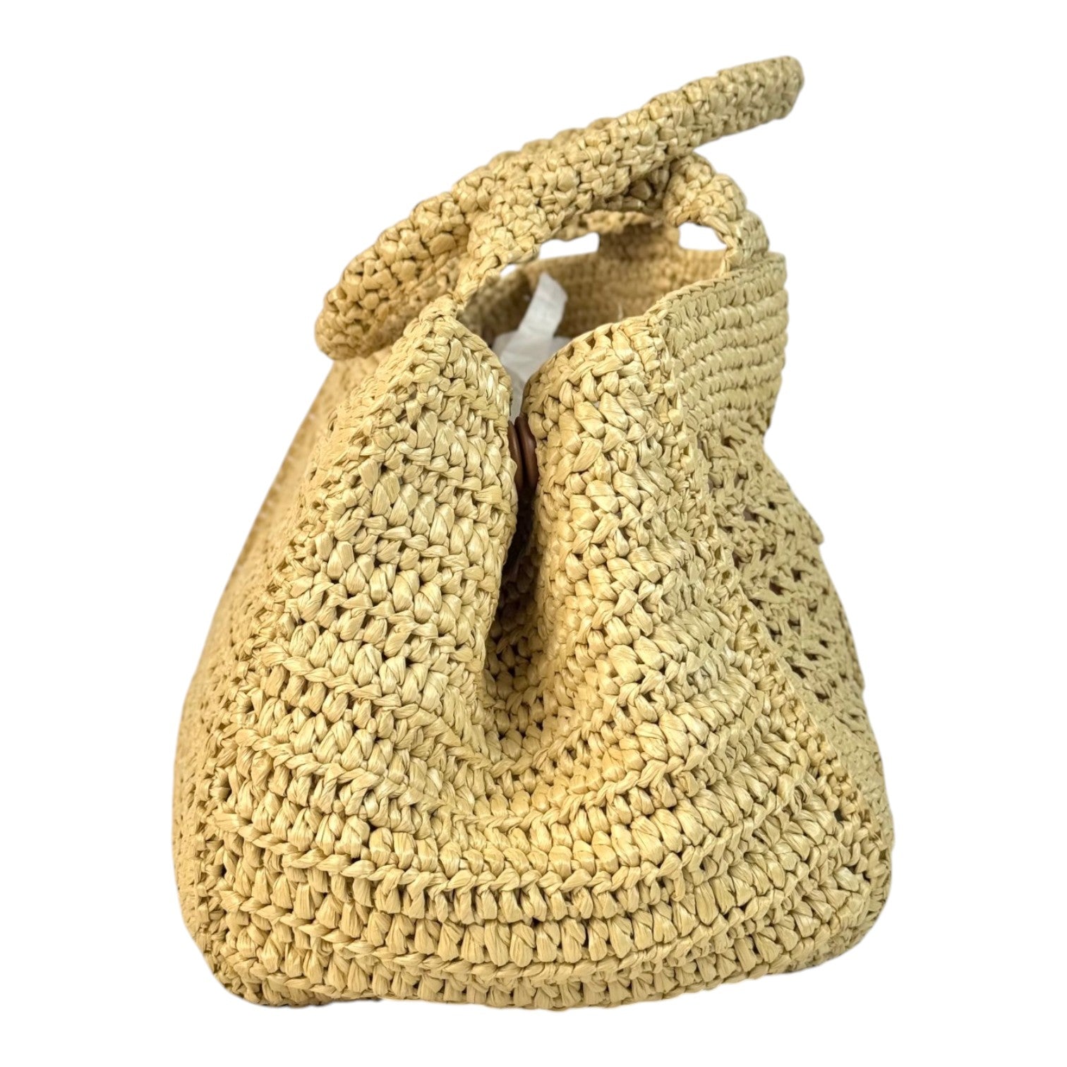 Miumiu Neutral Raffia Crochet Tote Bag