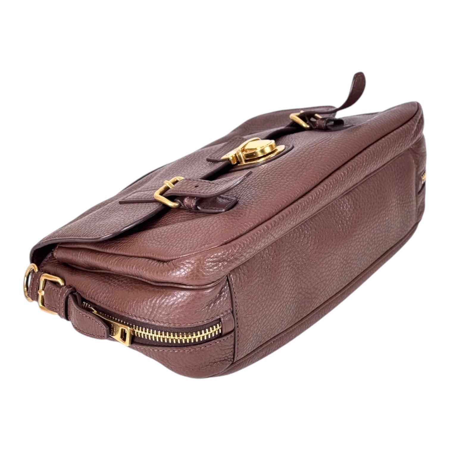 Prada Brown Leather Handbag with Strap