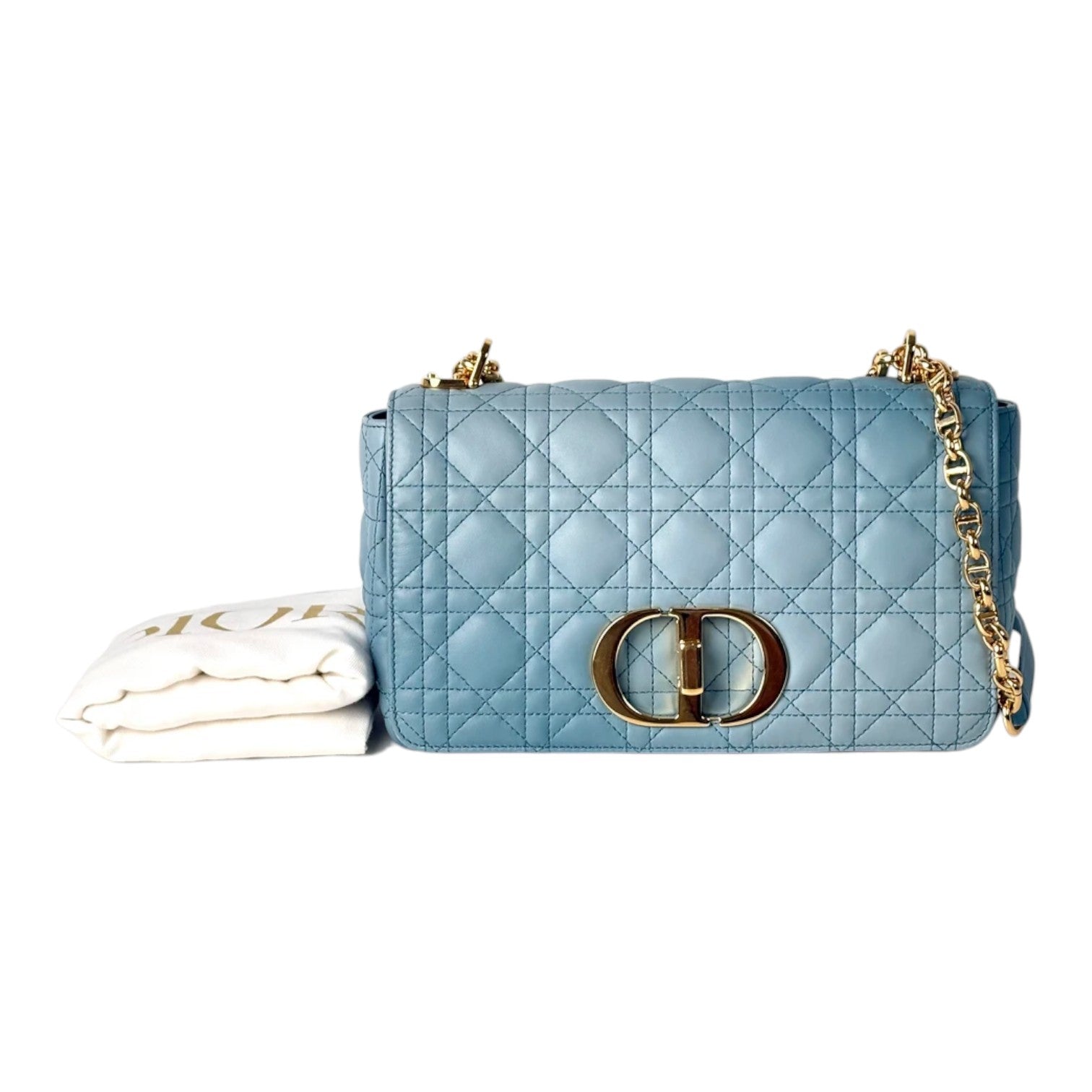 Dior Blue Medium Caro (25cm) Bag with GHW