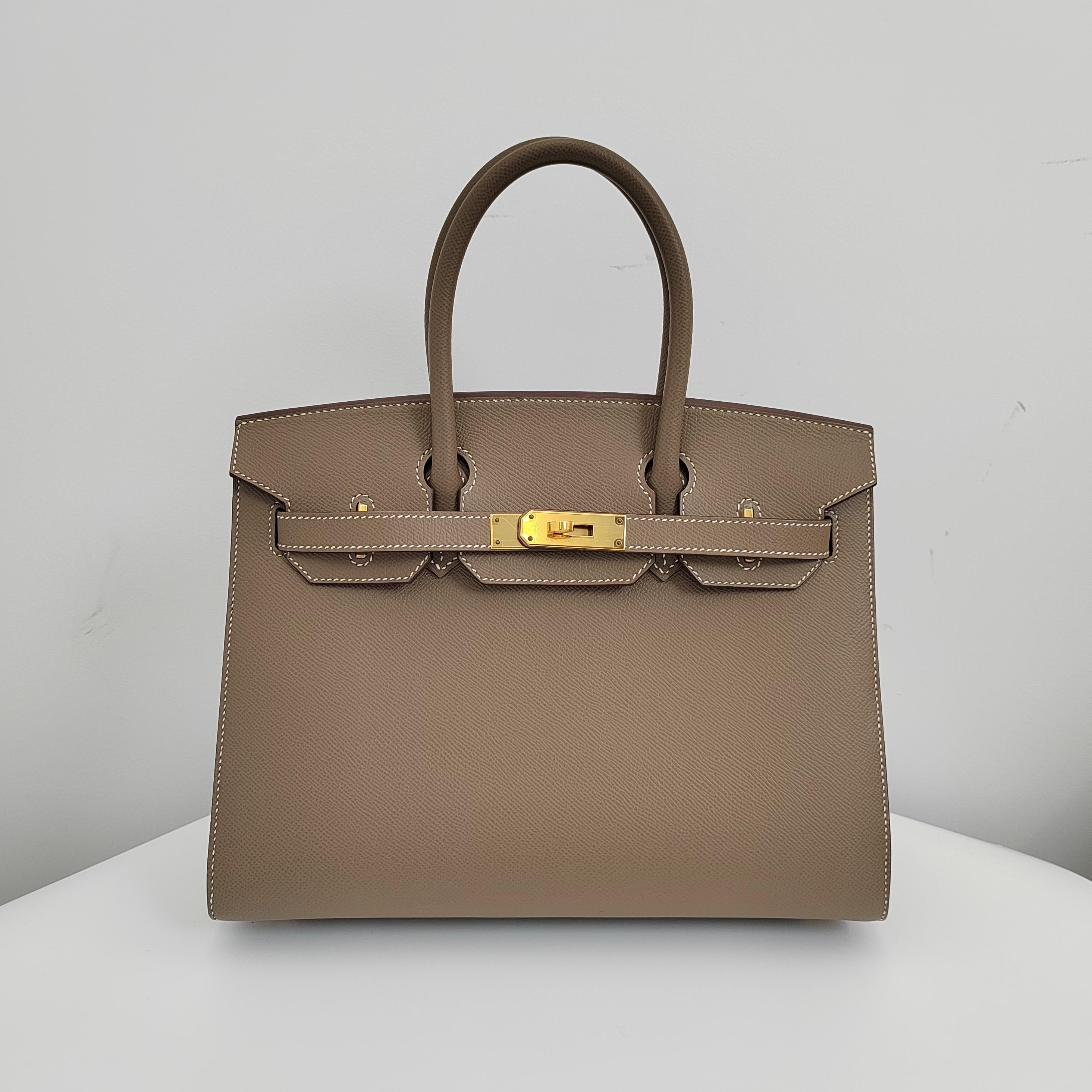 Hermès Birkin 30 Etoupe Epsom Leather  GHW -Stamp Z