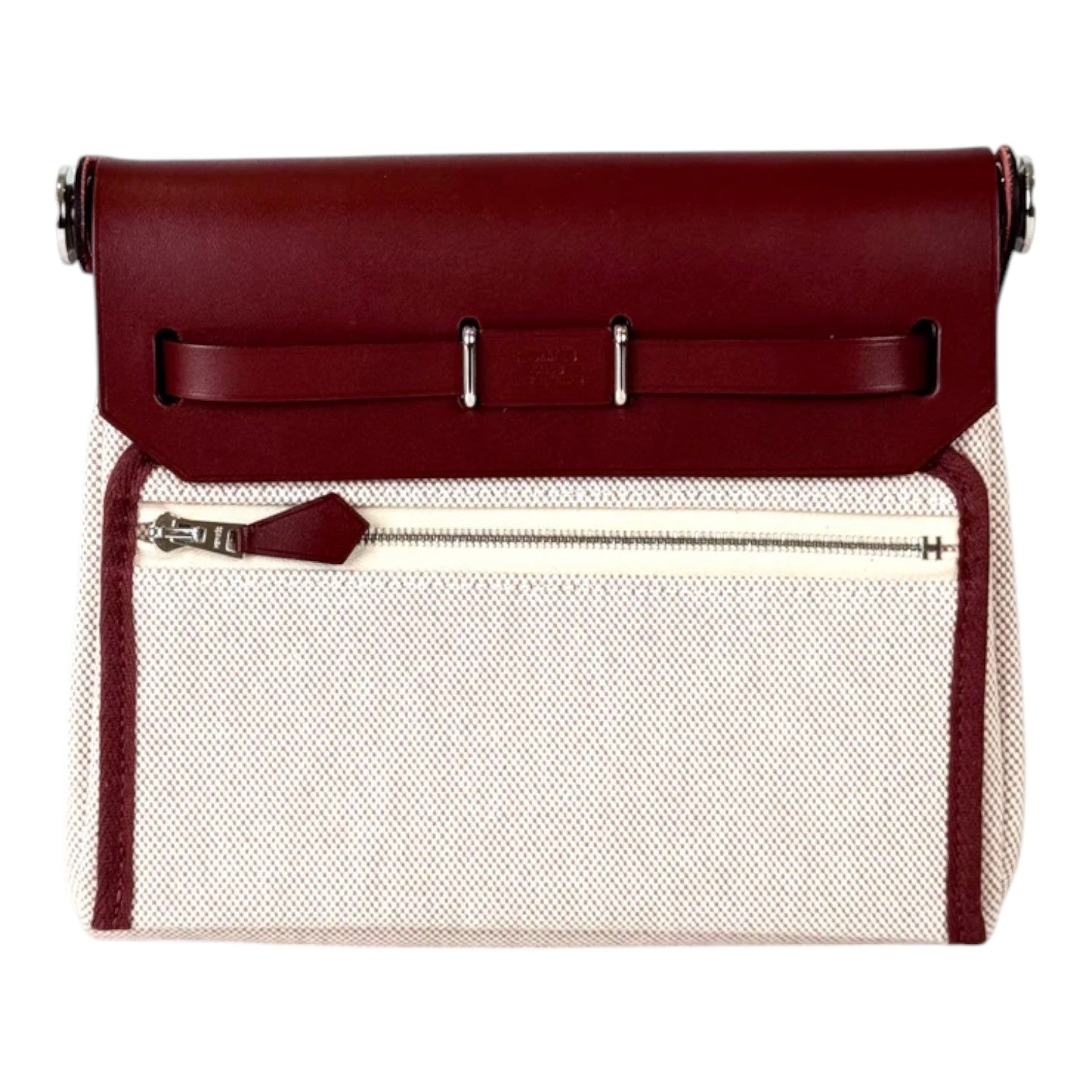 Hermes Herbag Mini Rouge & Beige Toile - Full Set - G Stamp