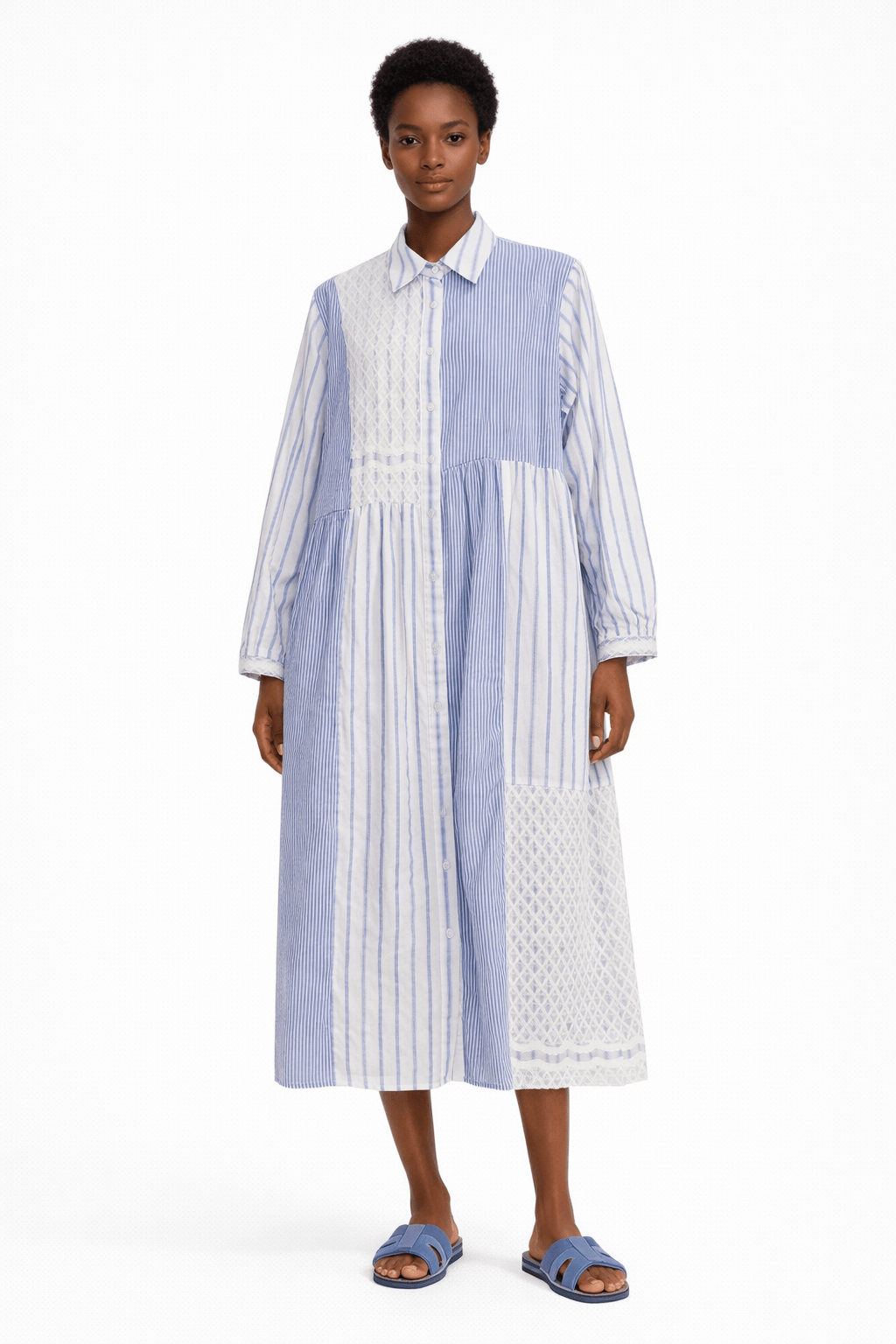 ESSENTIALS5IVE STRIPED LOOSE FIT MAXI DRESS (فستان) "FINA"