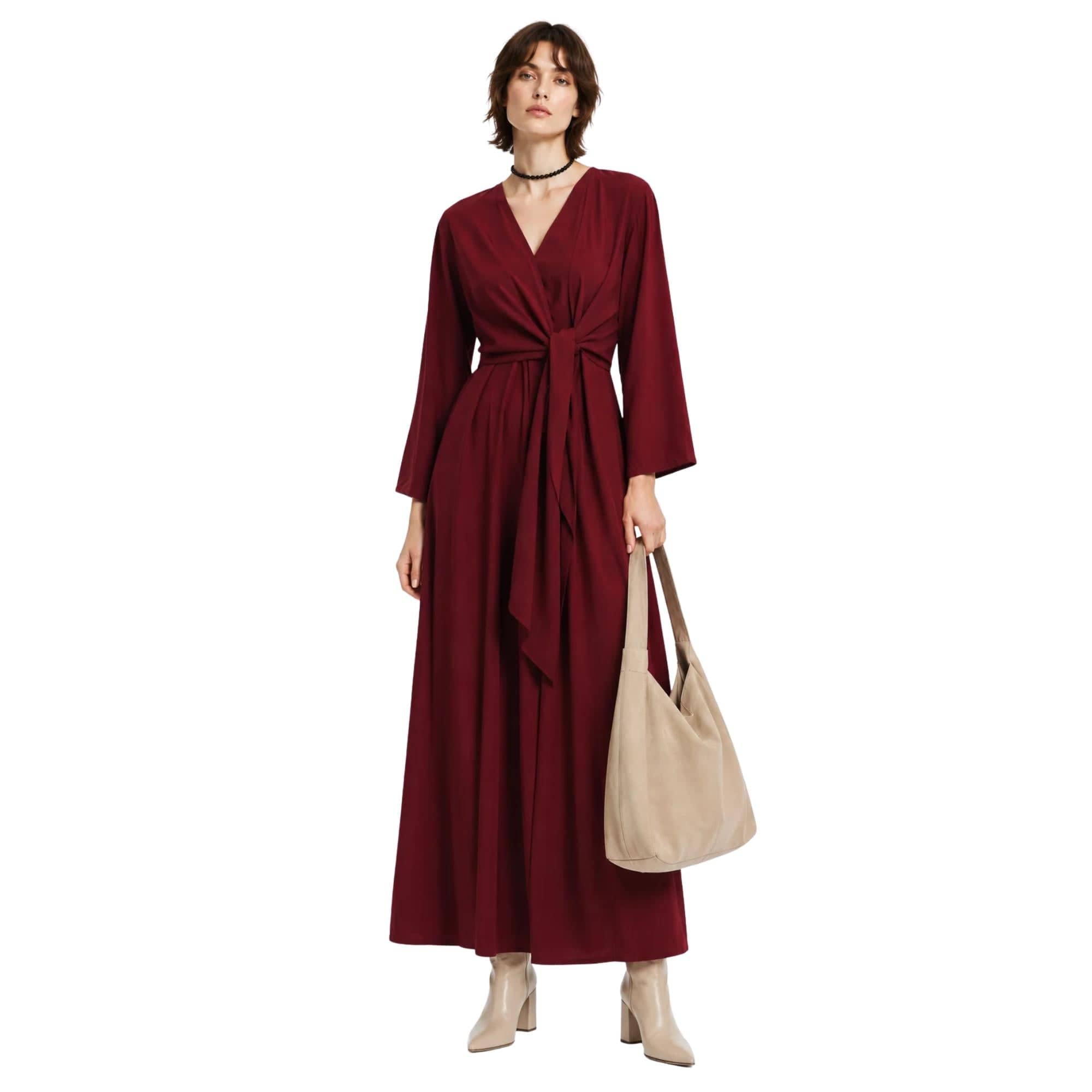 ESSENTIALS5IVE TIE-FRONT A-LINE MIDI DRESS فستان “ASTER”