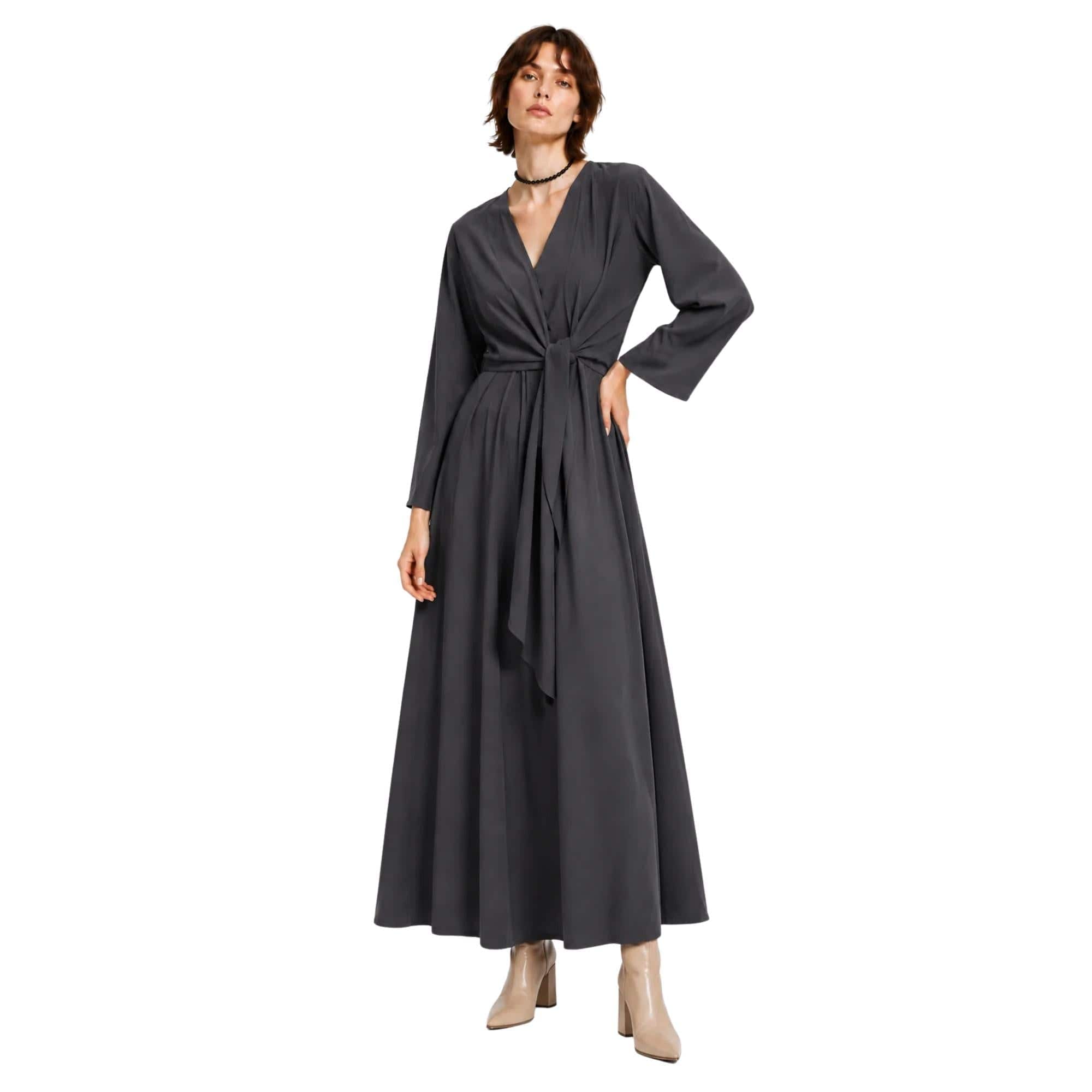 ESSENTIALS5IVE TIE-FRONT A-LINE MIDI DRESS فستان “ASTER”