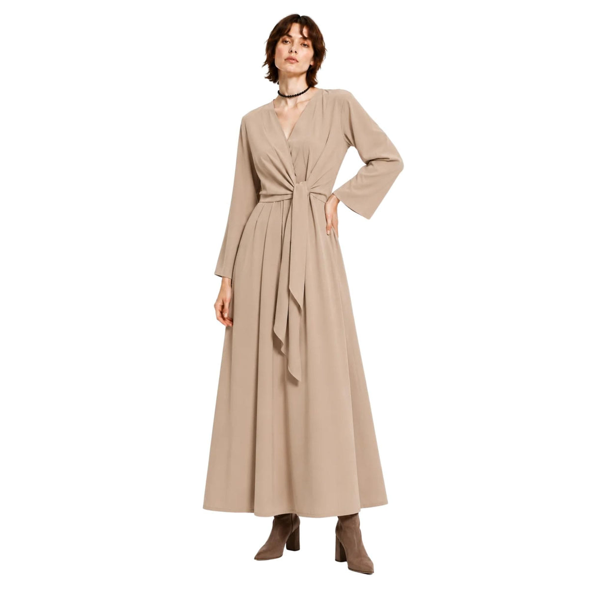ESSENTIALS5IVE TIE-FRONT A-LINE MIDI DRESS فستان “ASTER”