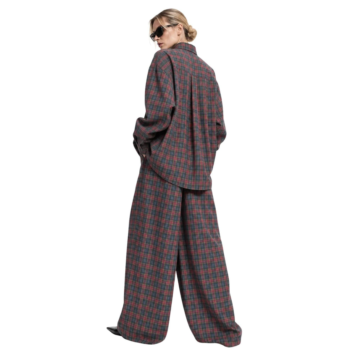 ESSENTIALS5IVE CONTRAST CHECK CO-ORD SET زوج (SHIRT & PANTS قميص وبنطلون) “JANE EYER"