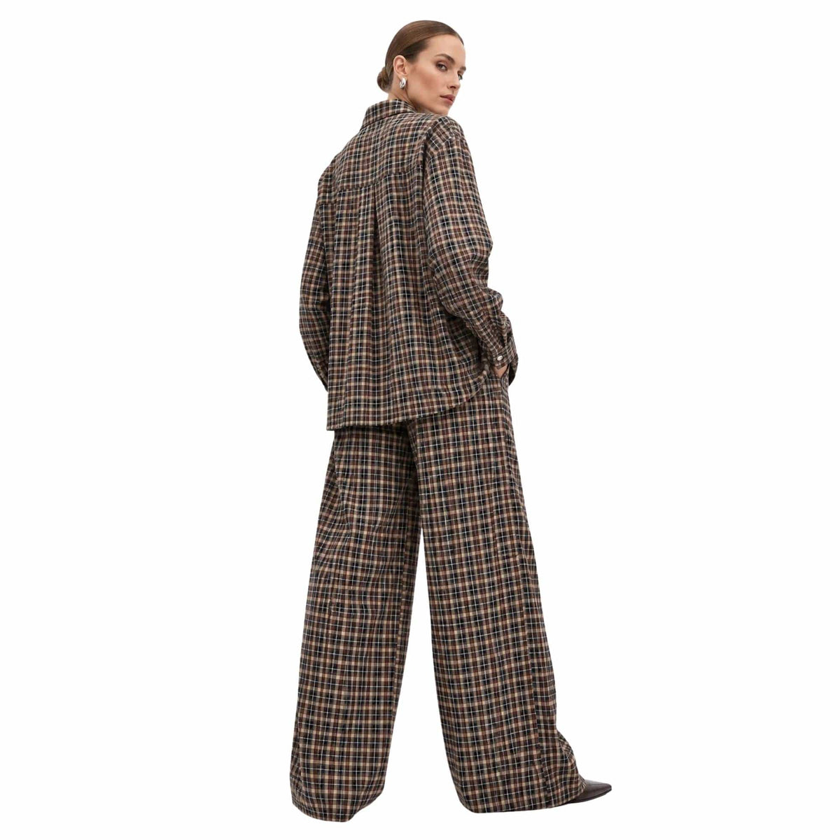ESSENTIALS5IVE CONTRAST CHECK CO-ORD SET زوج (SHIRT & PANTS قميص وبنطلون) “JANE EYER"