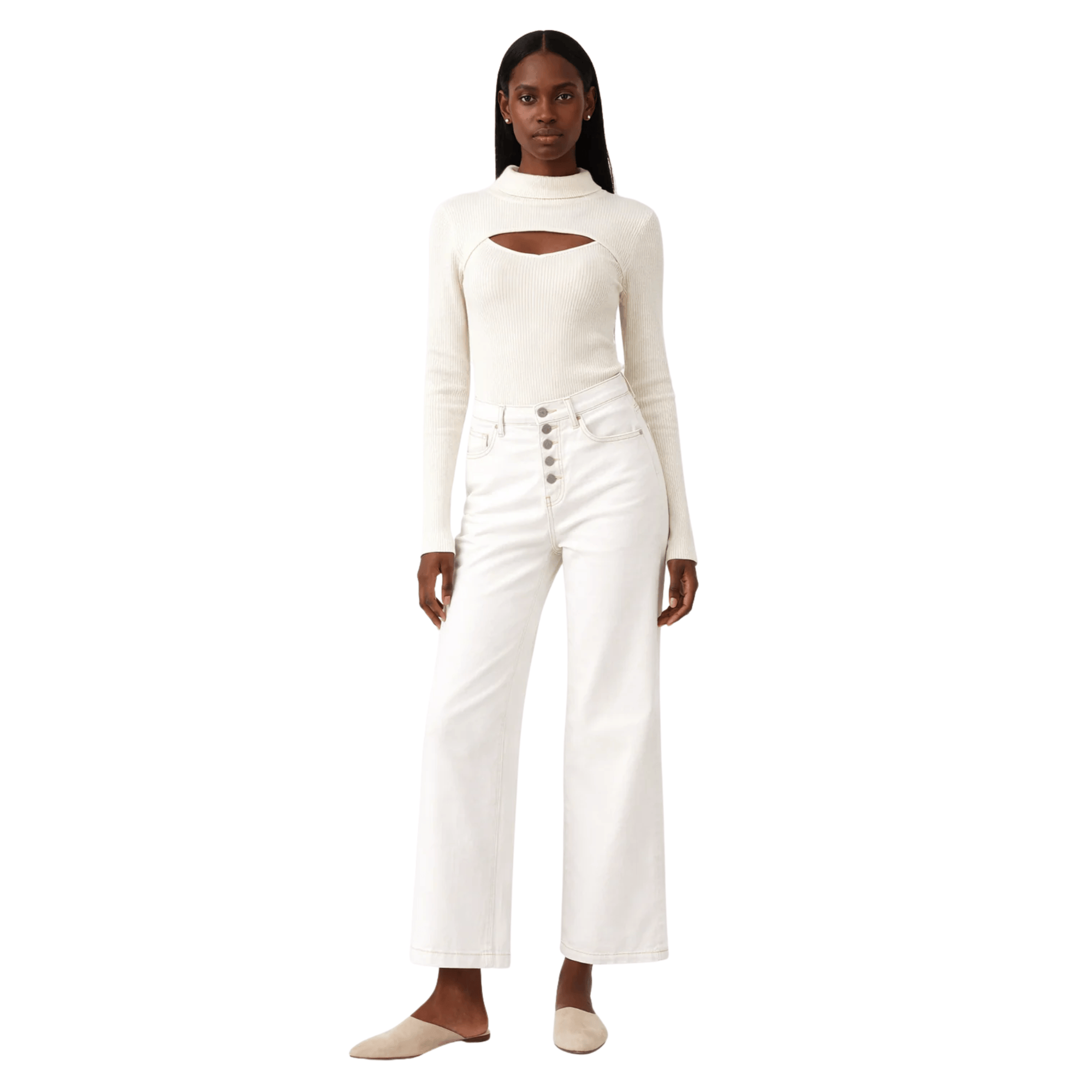ESSENTIALS5IVE FRONT CUT OUT LONG SLEEVE TOP (فستان)"FINA"