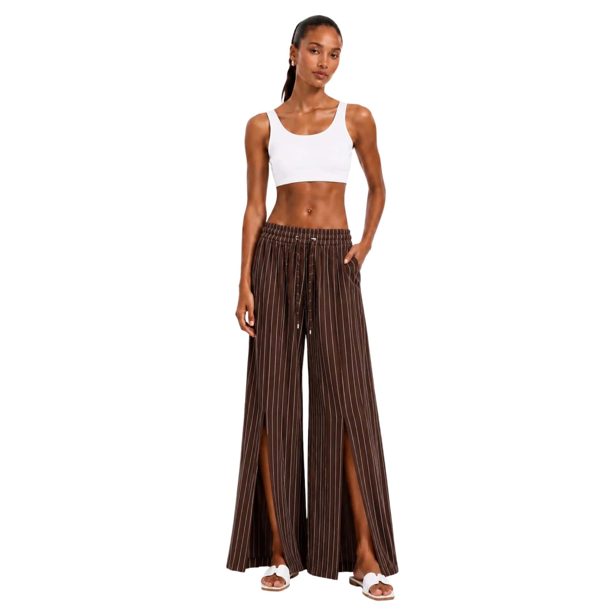 STRIPED FRONT PLEATED PALAZZO TROUSERS بنطلون “KAMELIA”