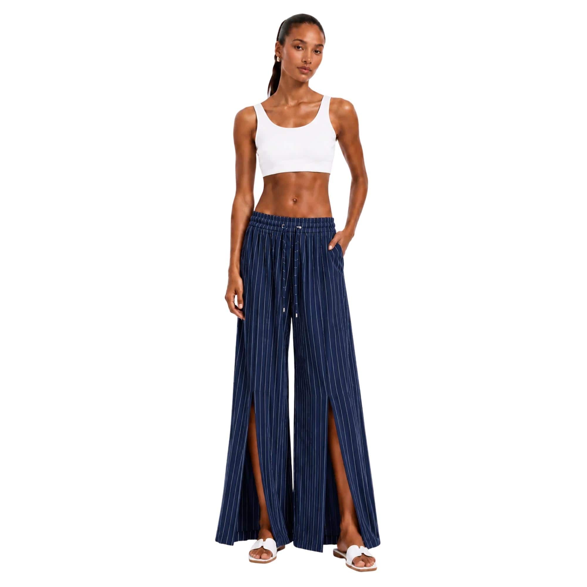 STRIPED FRONT PLEATED PALAZZO TROUSERS بنطلون “KAMELIA”
