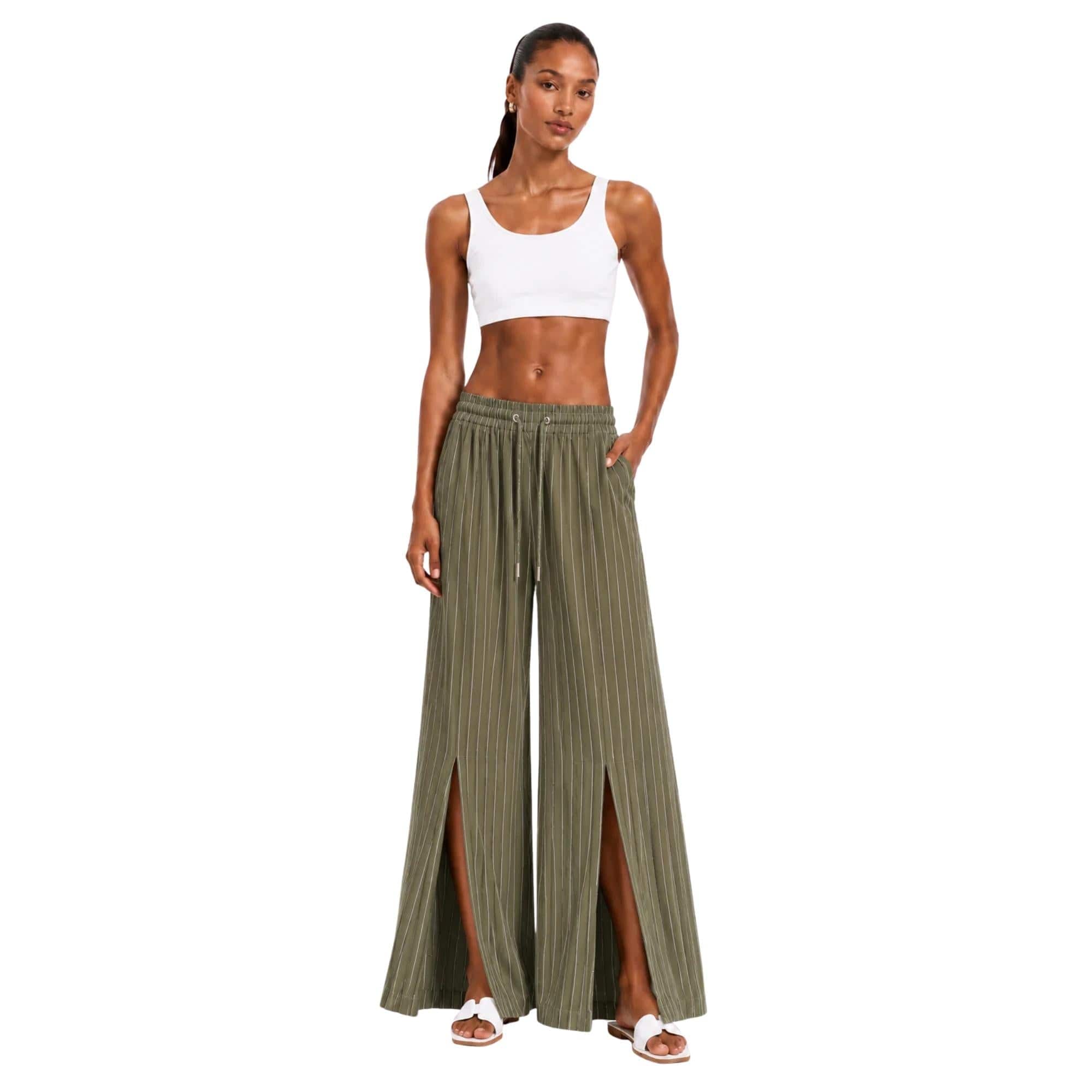 STRIPED FRONT PLEATED PALAZZO TROUSERS بنطلون “KAMELIA”