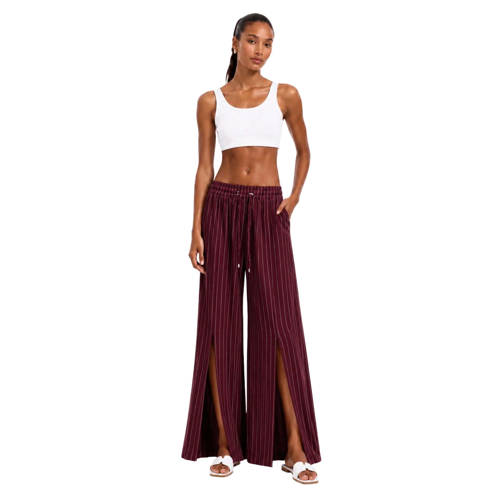 STRIPED FRONT PLEATED PALAZZO TROUSERS بنطلون “KAMELIA”