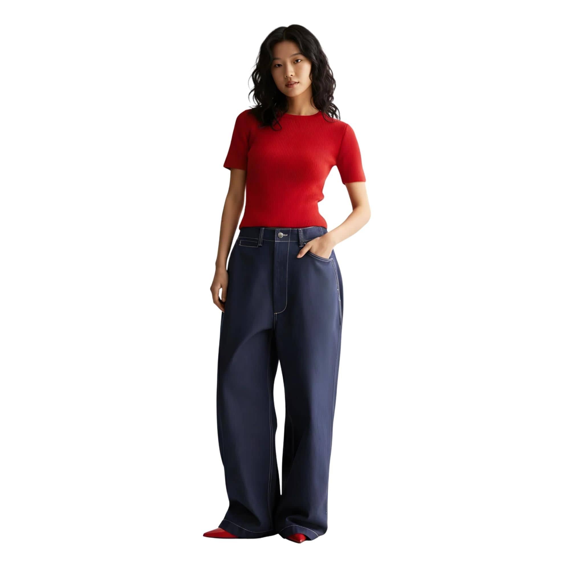 ESSENTIALS5IVE WASHED BLUE TROUSERS (بنطلون)