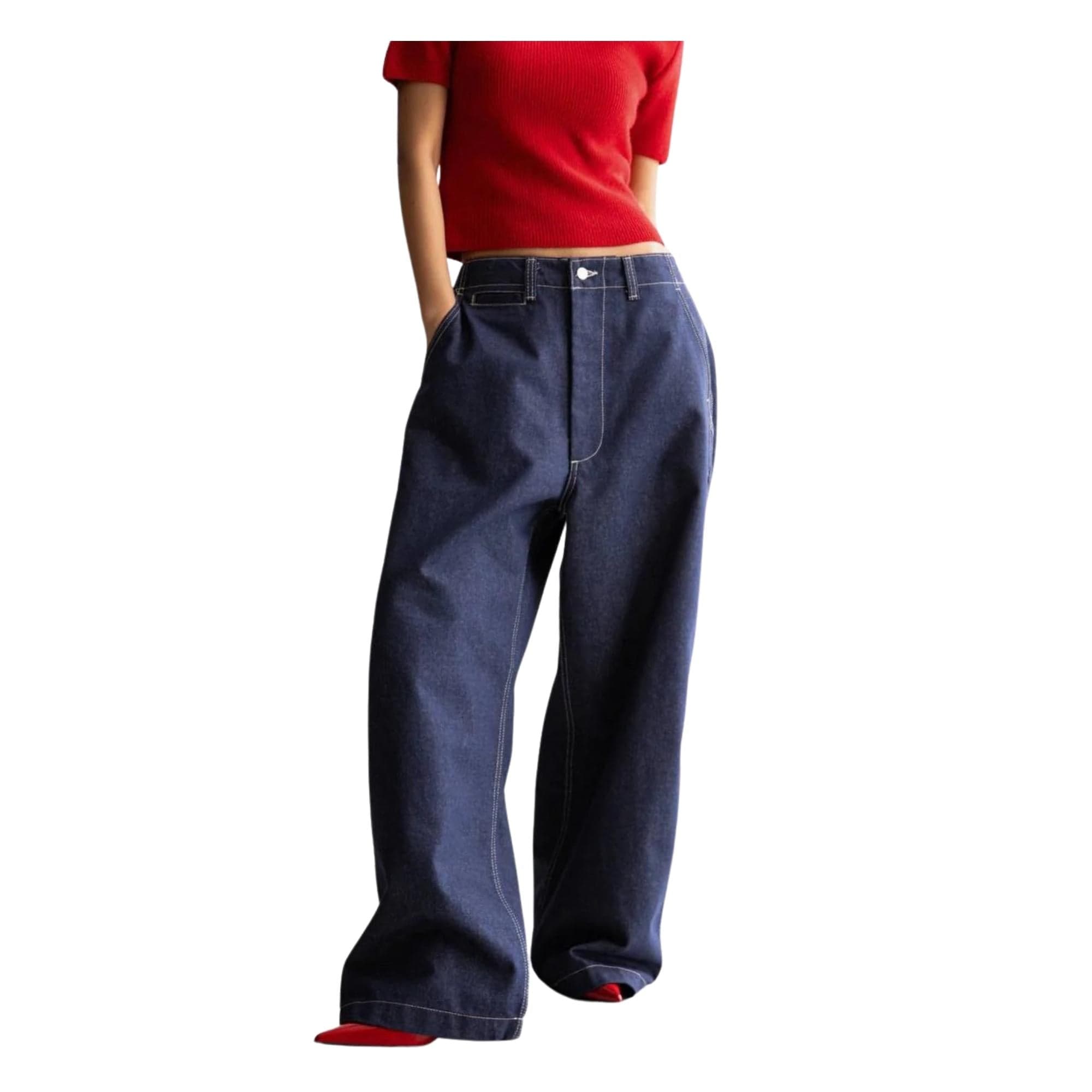 ESSENTIALS5IVE WASHED BLUE TROUSERS (بنطلون)