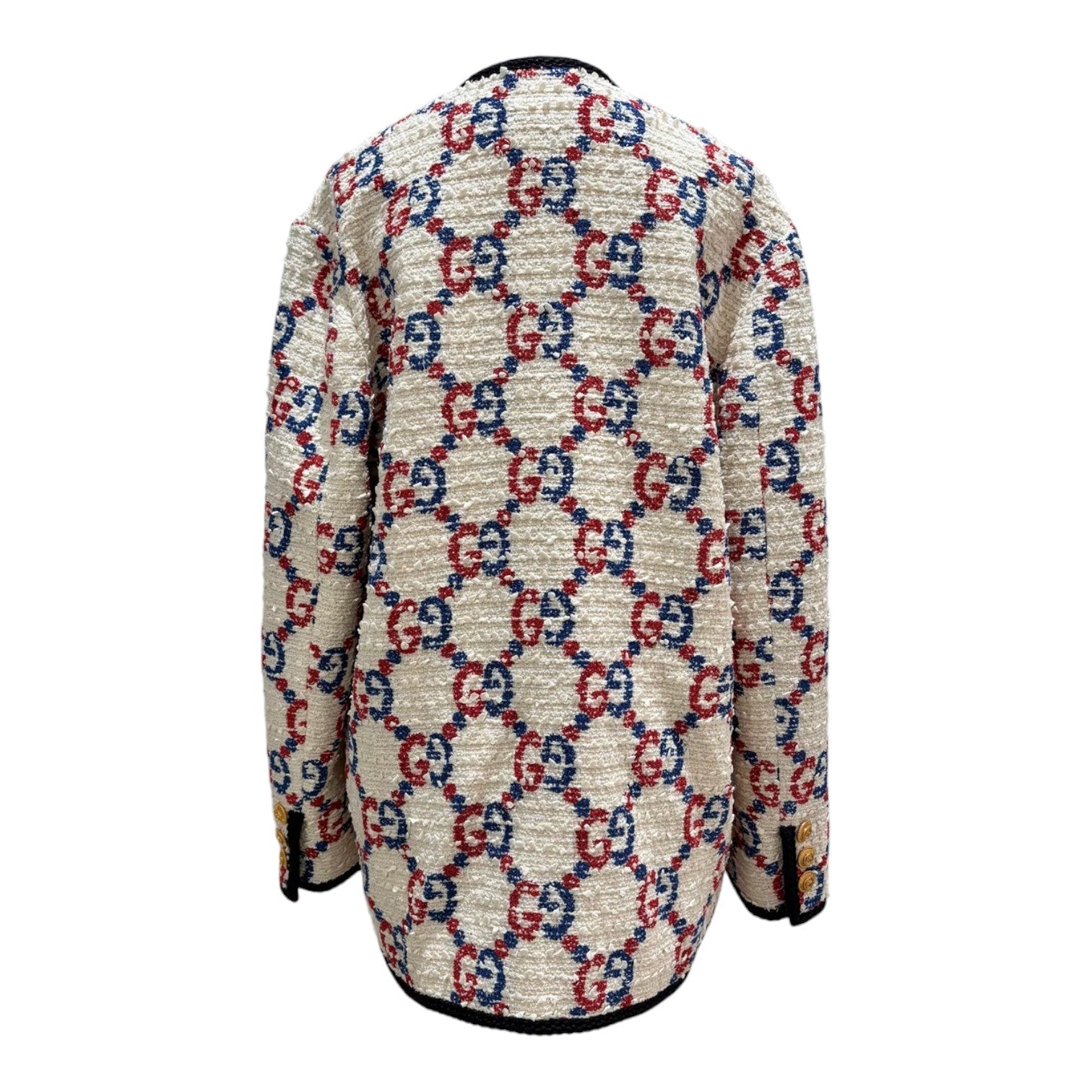 Gucci White Tweed Slyvie Long Jacket - Size 42