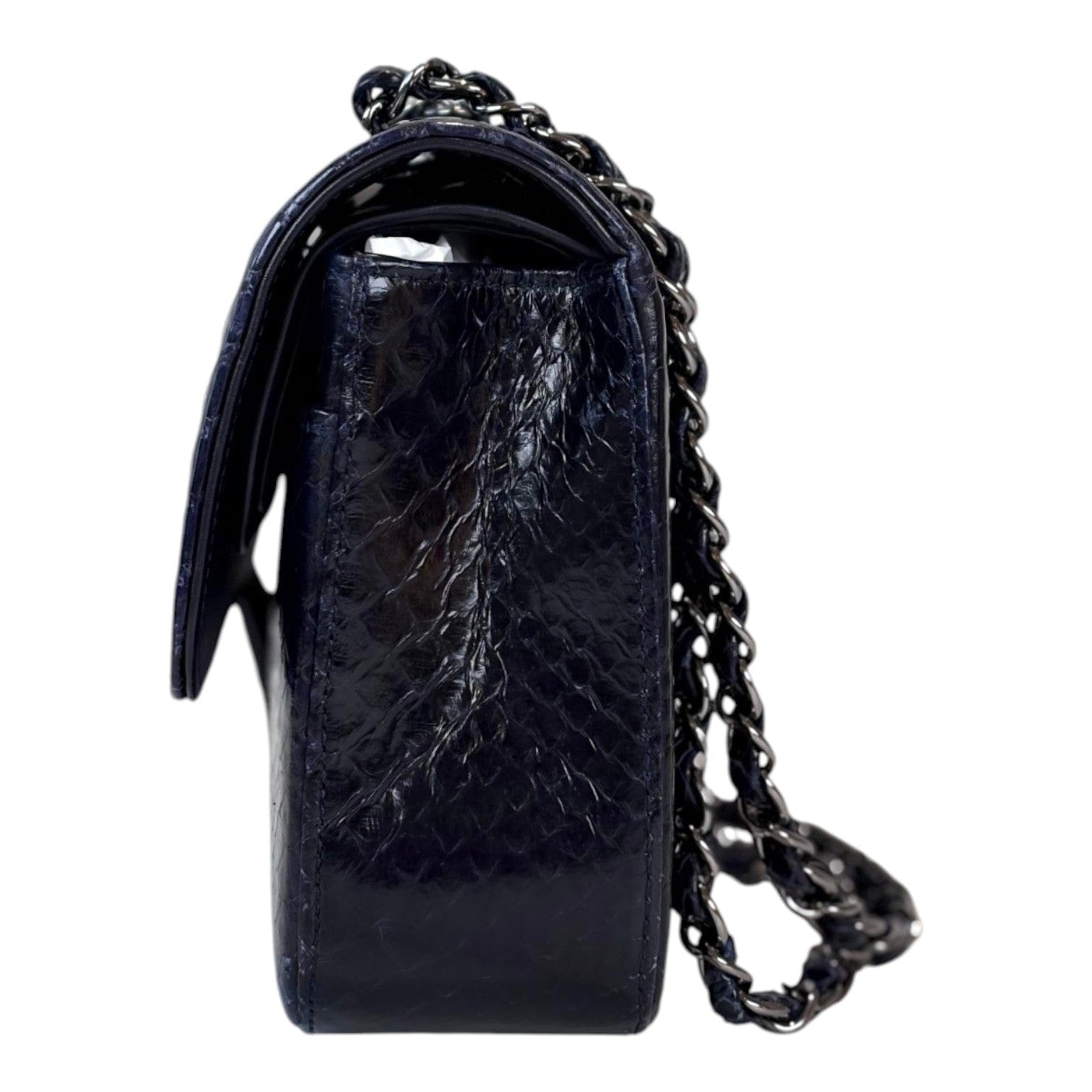 Chanel Classic Flap Medium Midnight Blue Python Bag