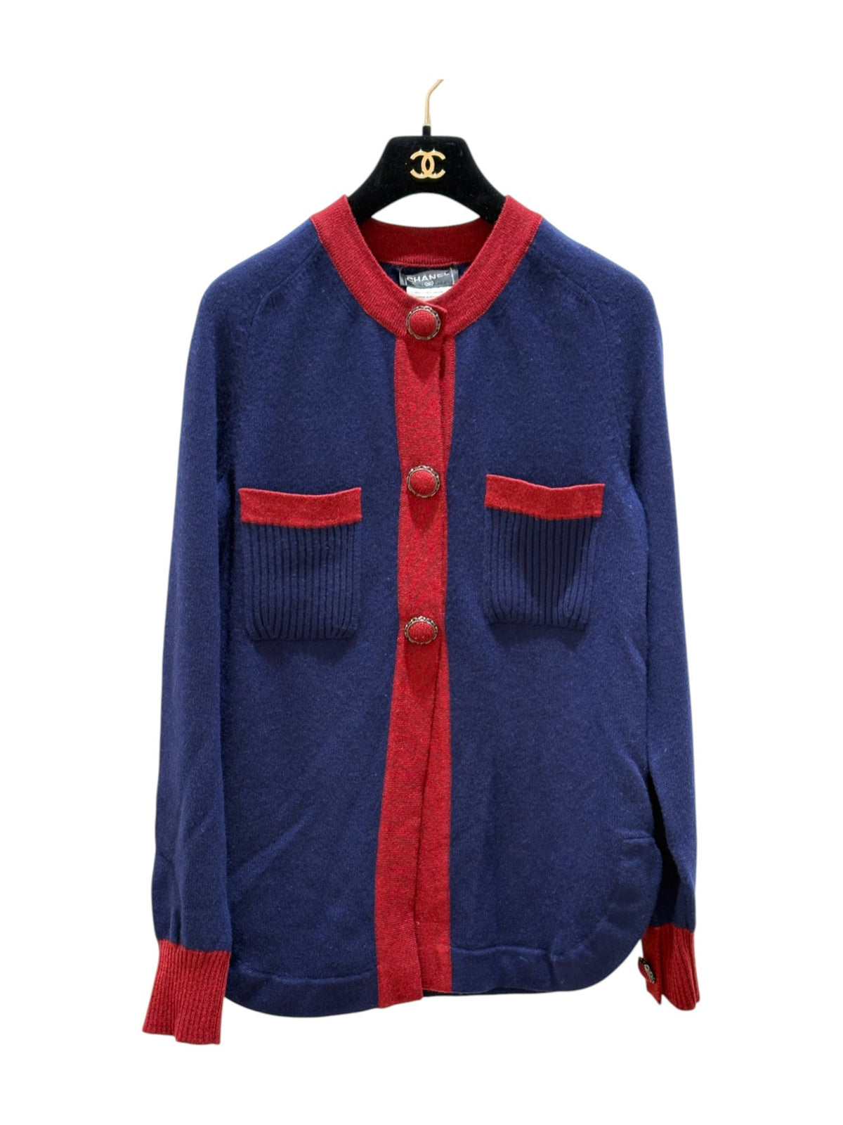 Chanel Cardigan Cashmere Blue/Red 36 Jacket