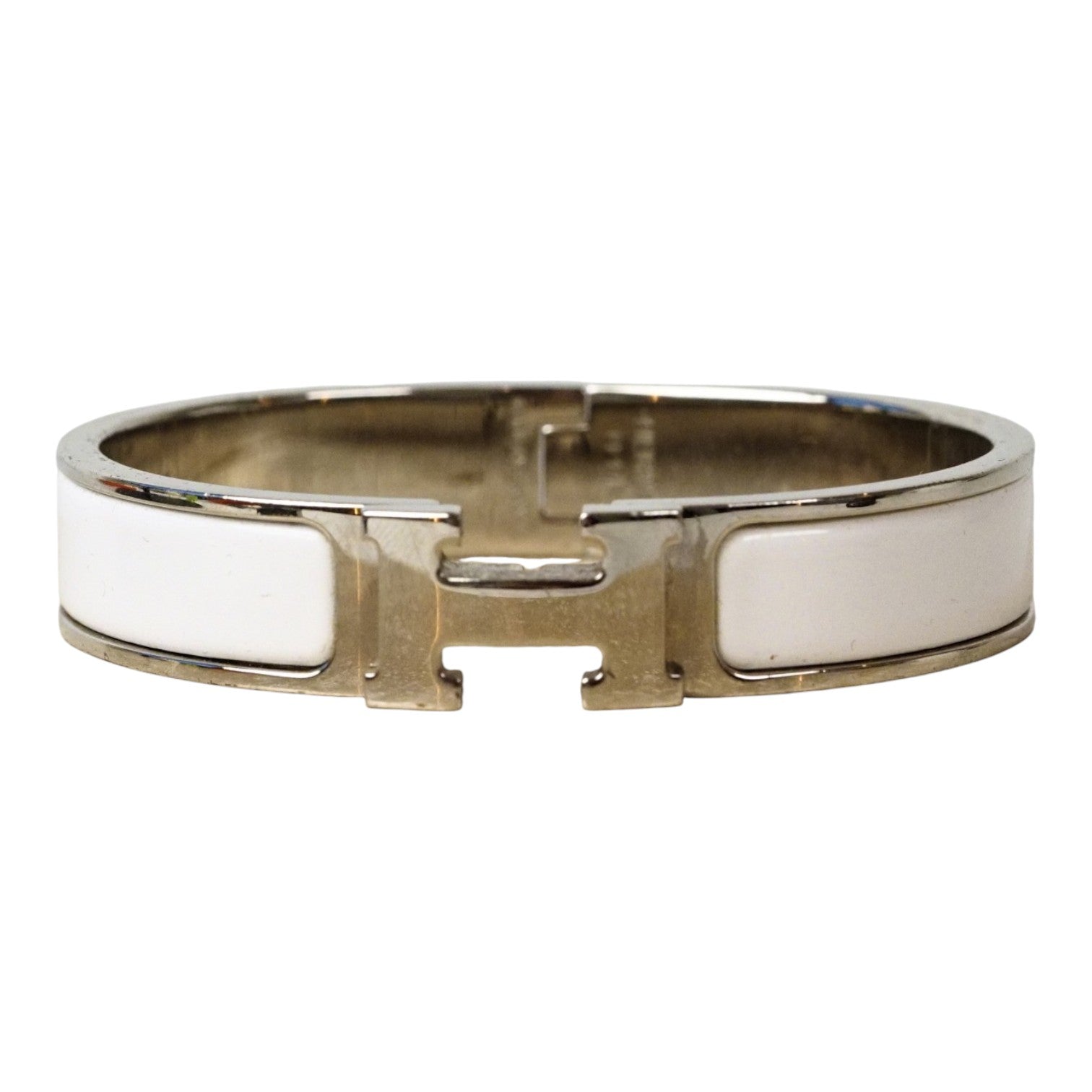 Hermes H Clic Bracelet in White with PHW