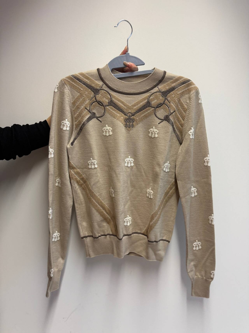 Hermès Equestrian Embroidered Sweater - Beige Glaise