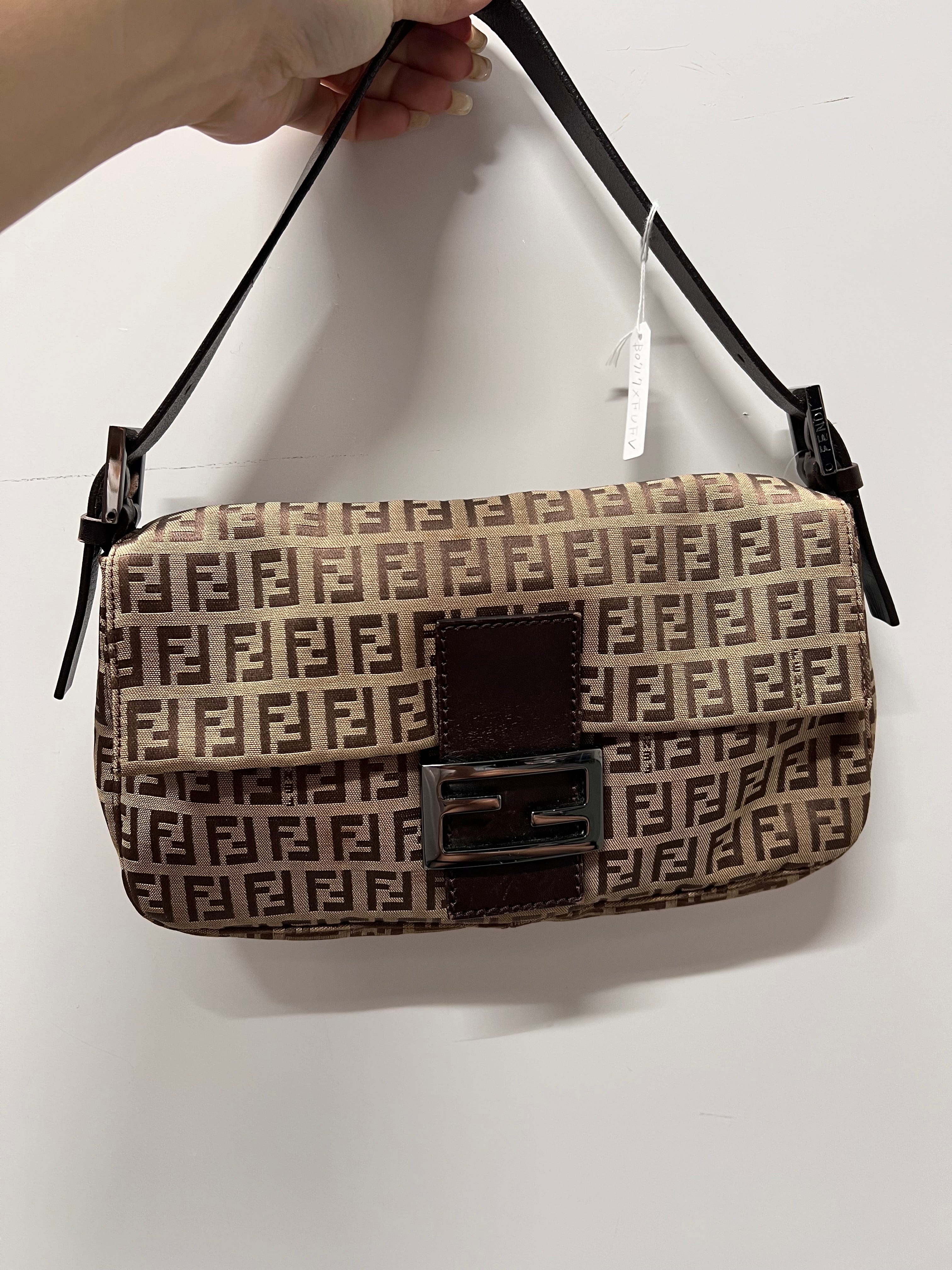 FENDI FENDI 8BR000 Canvas×Leather Beige×Brown SV Zucchino Mamma Baguette B0717XFUFV