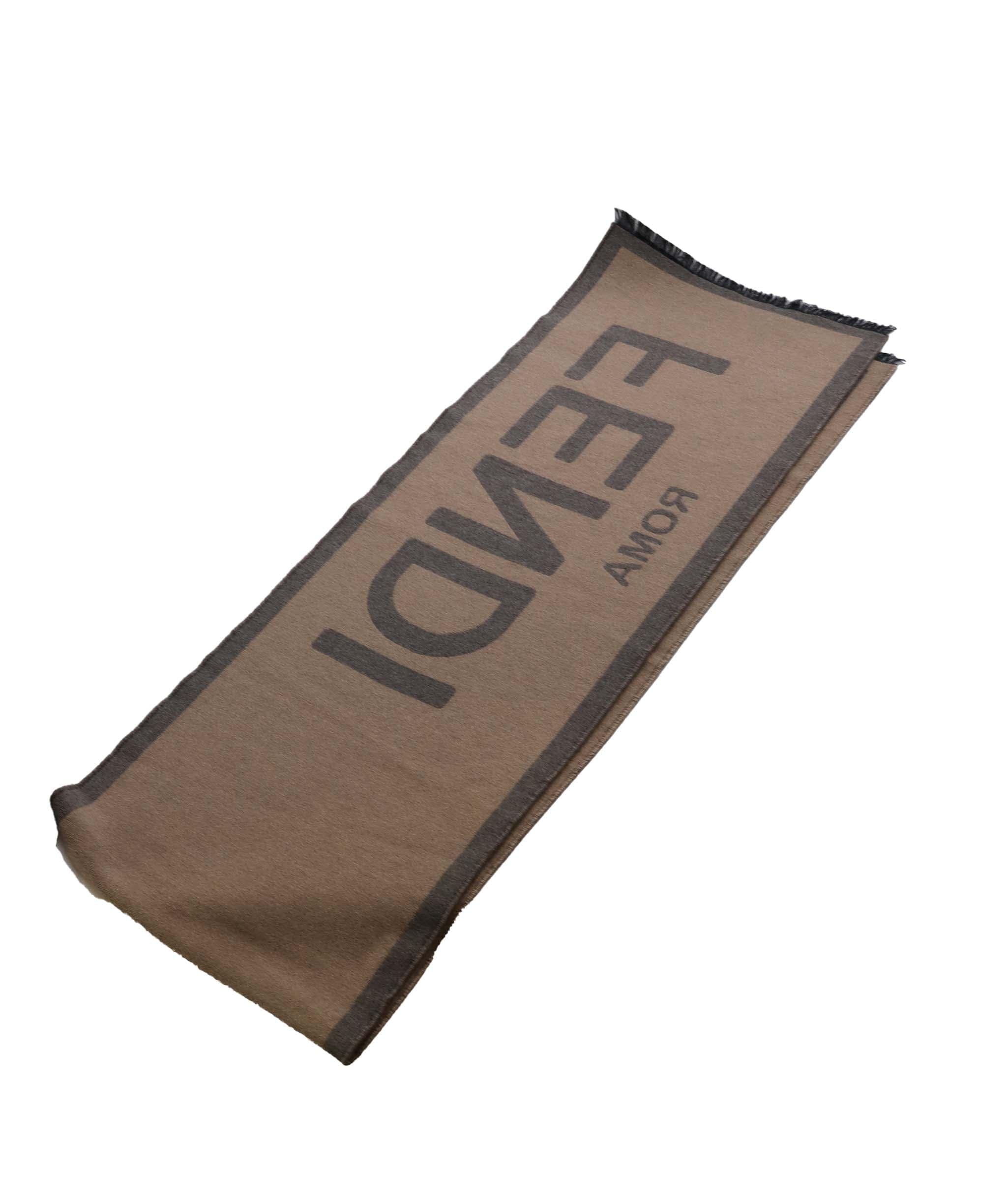 Fendi Fendi Brown and Grey logo reversible Scarf - DXBS1110