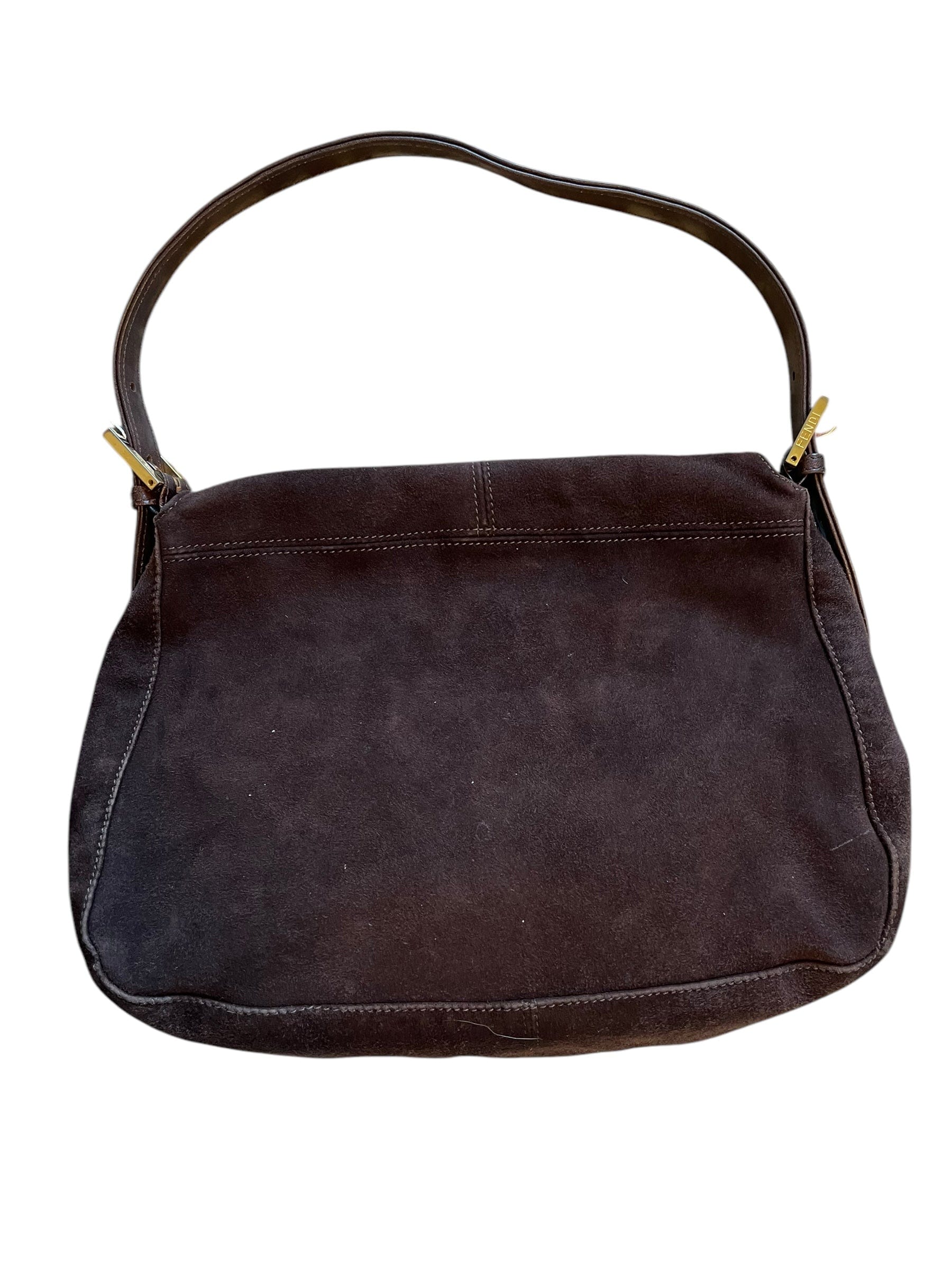 Fendi Fendi Mamma Baguette Suede Brown Stitch  DXBK0404