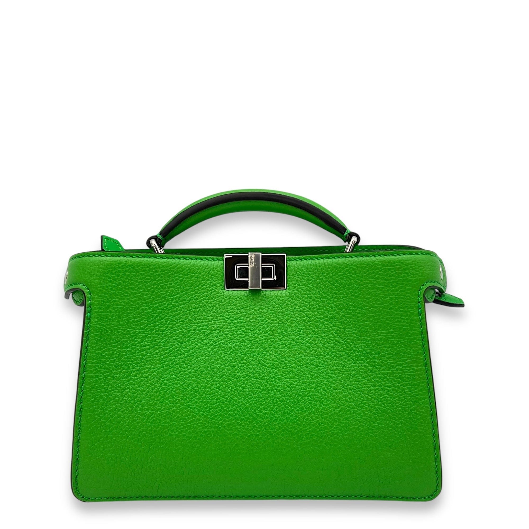 Fendi Fendi Peekaboo Crossbody Bag Mini Green in Calfskin, Silver hardware C2411-002236VZ