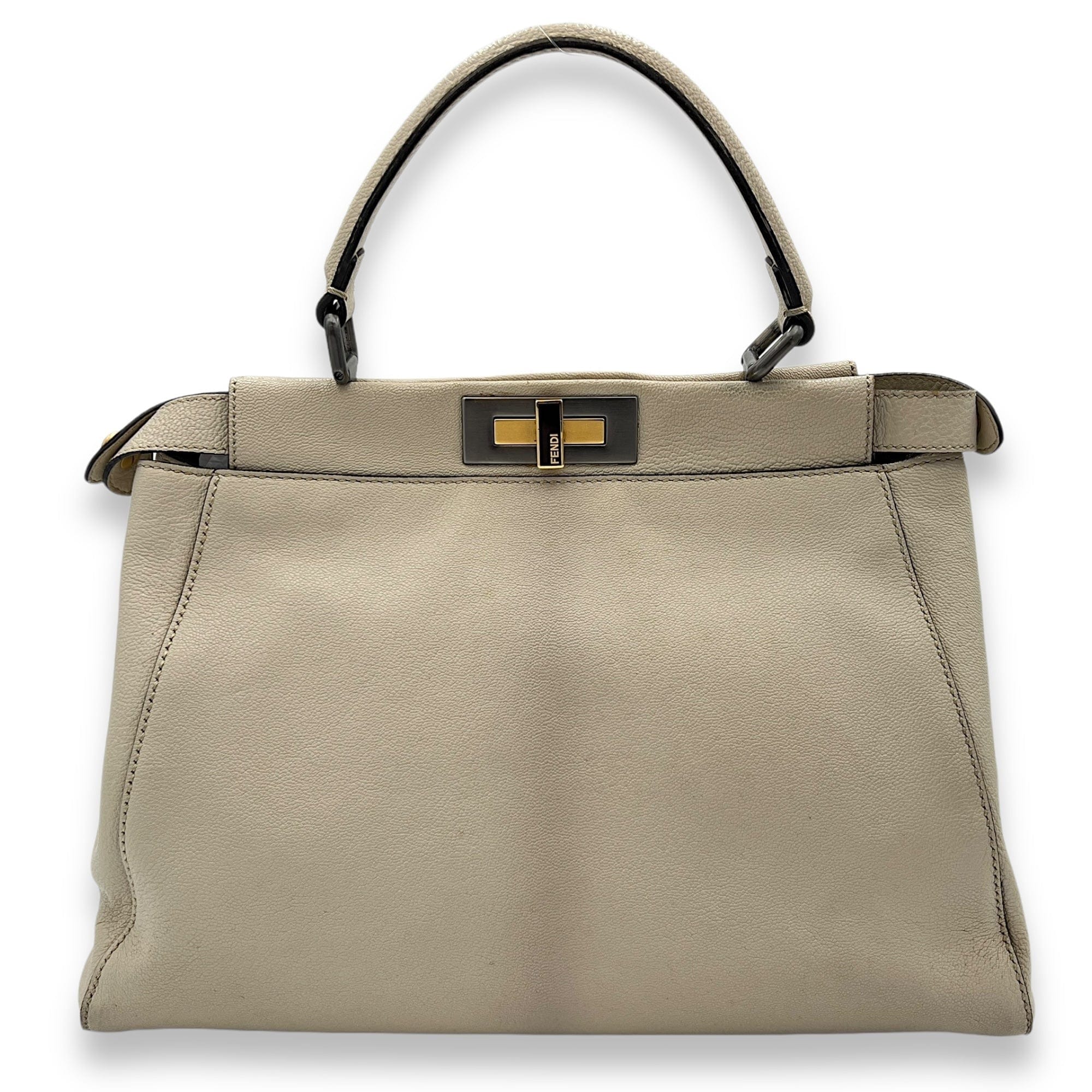 Fendi Fendi  Peekaboo Medium Top handle bag in Calfskin, Silver Hardware S2406402AN