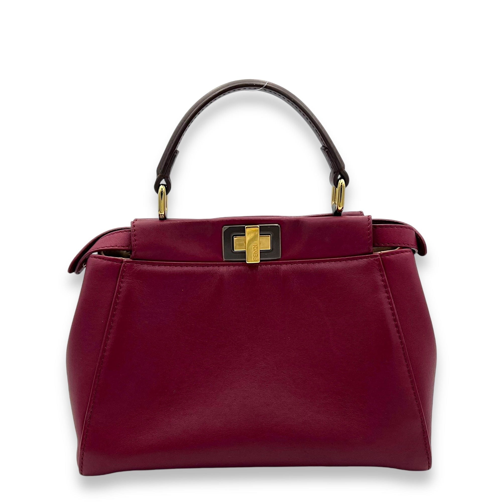 Fendi Fendi Peekaboo Mini Red Top Handle Bag in Calfskin, Gold hardware C2411-002220CH