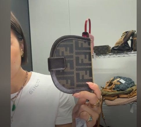 FENDI FENDI Zucca Half Moon Bi-fold Wallet 01223 Canvas×Leather Brown B09084P249